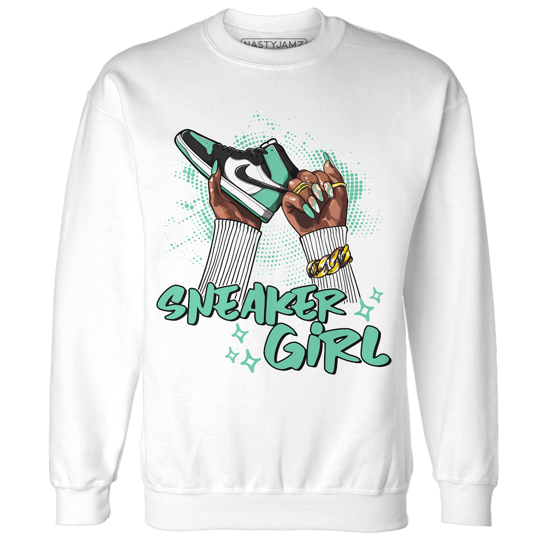 High OG Green Glow 1s Sweatshirt Match Sneaker Girl Nail - NastyJamz