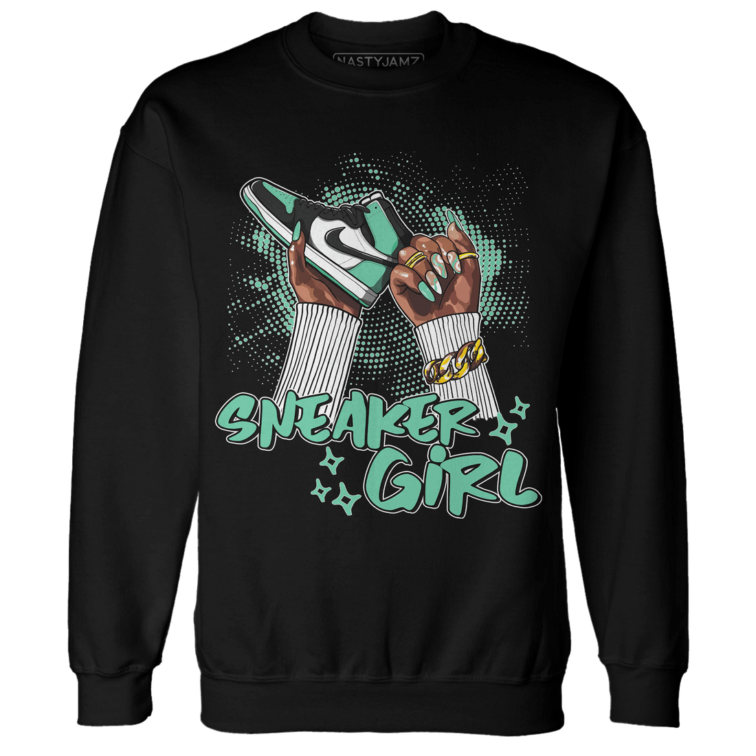 High OG Green Glow 1s Sweatshirt Match Sneaker Girl Nail - NastyJamz