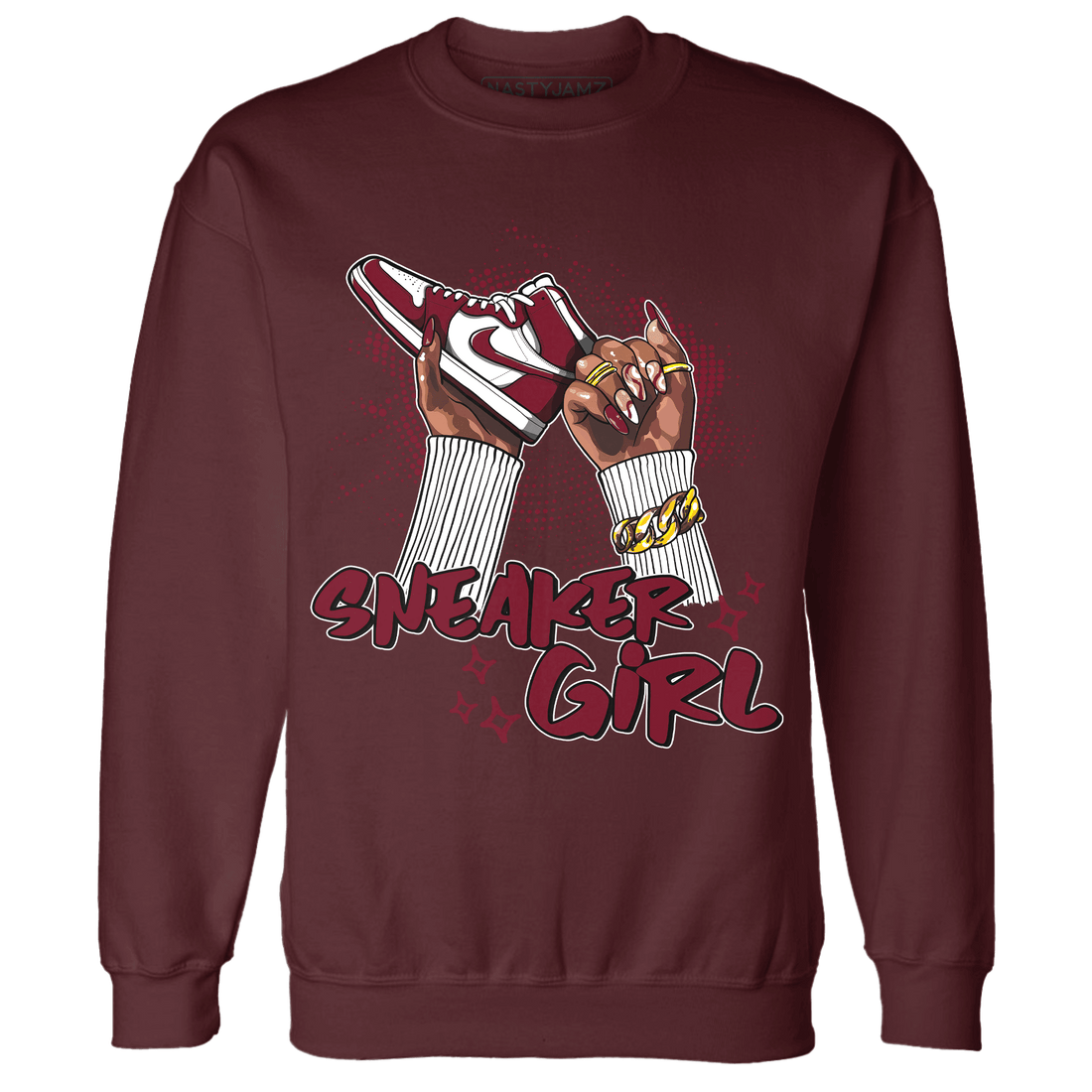 High White Team Red 1s Sweatshirt Match Sneaker Girl Nail - NastyJamz