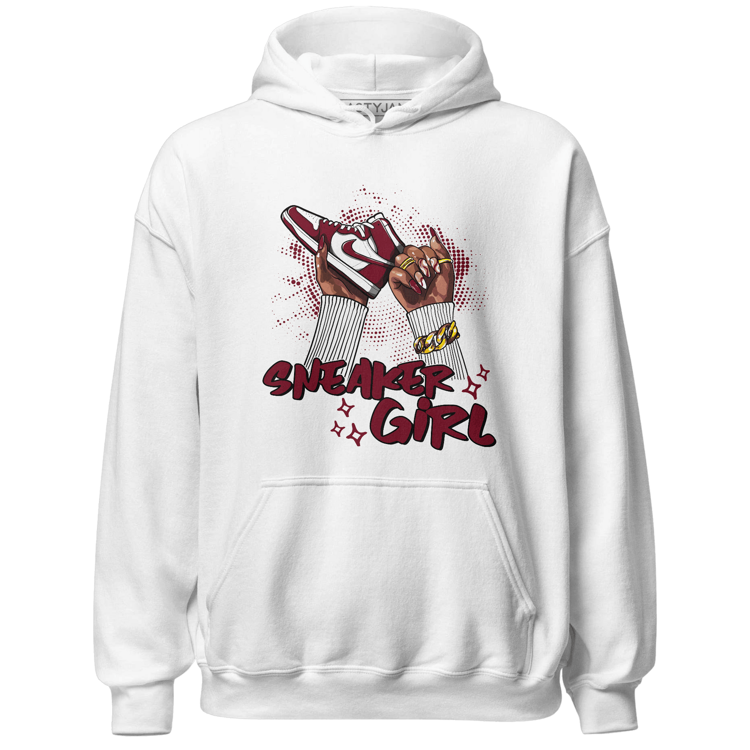 High White Team Red 1s Hoodie Match Sneaker Girl Nail - NastyJamz