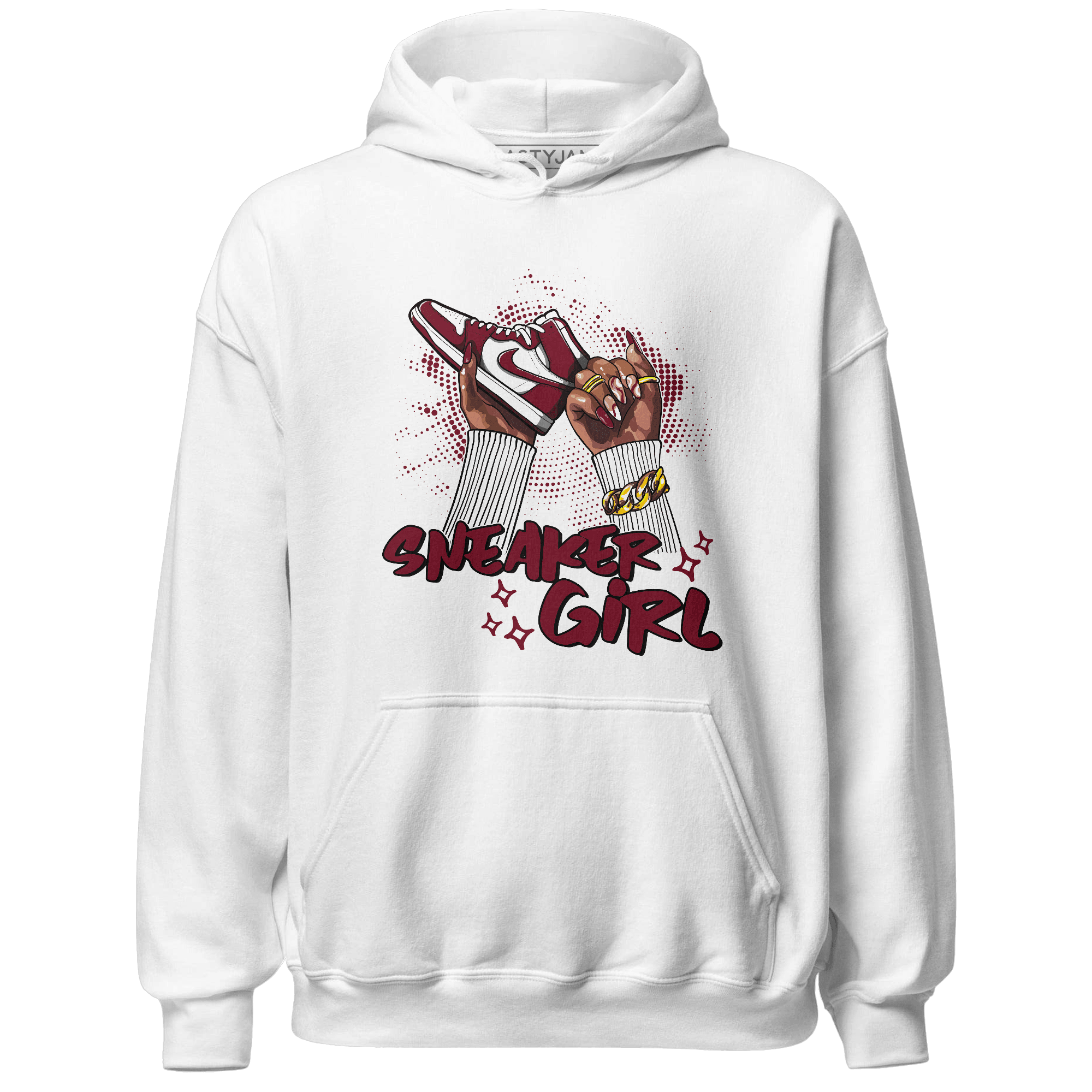 High White Team Red 1s Hoodie Match Sneaker Girl Nail - NastyJamz