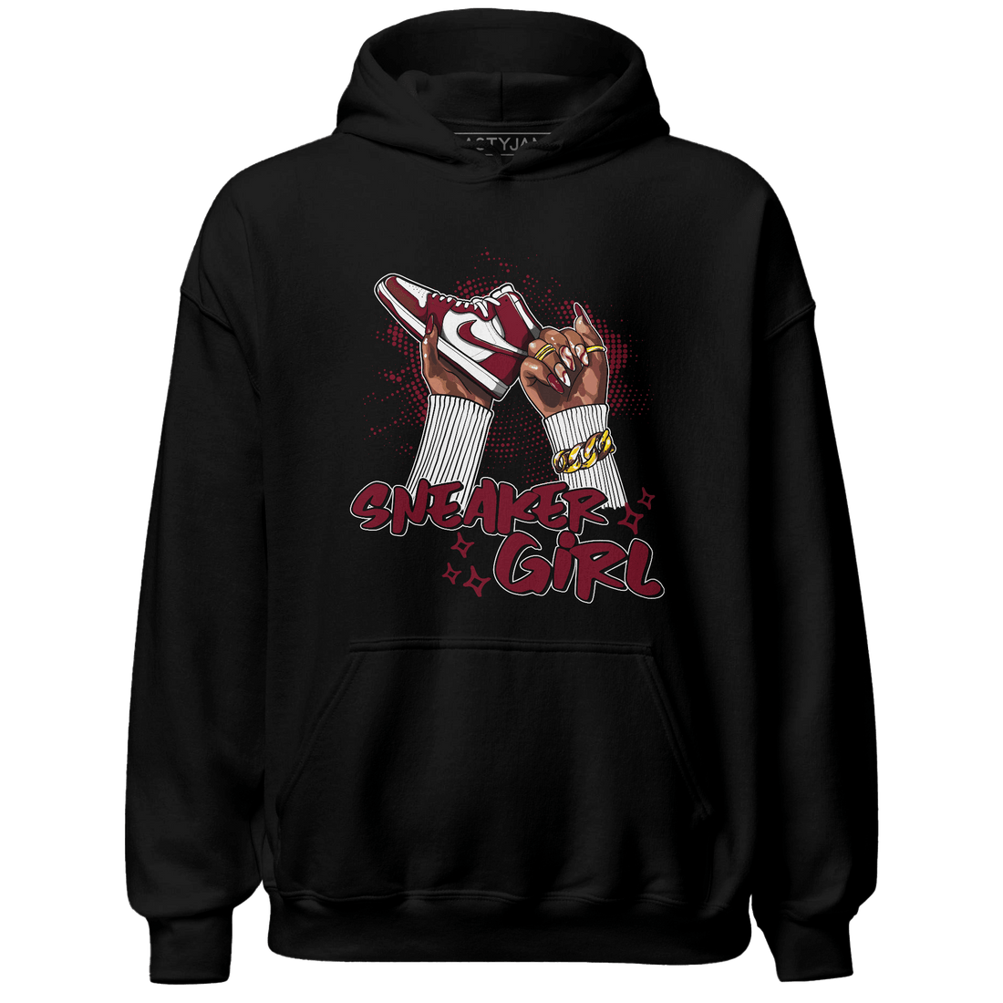 High White Team Red 1s Hoodie Match Sneaker Girl Nail - NastyJamz