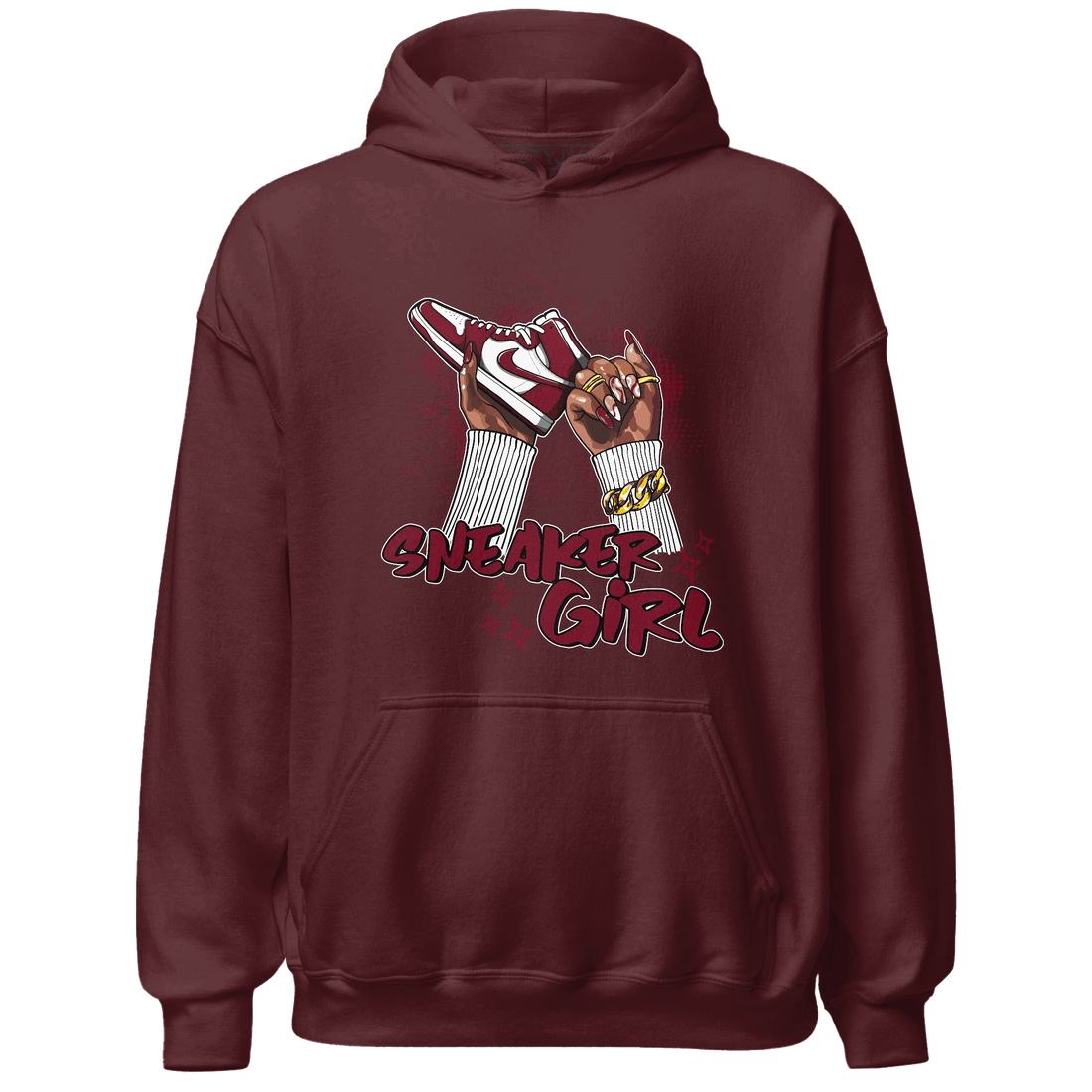 High White Team Red 1s Hoodie Match Sneaker Girl Nail - NastyJamz