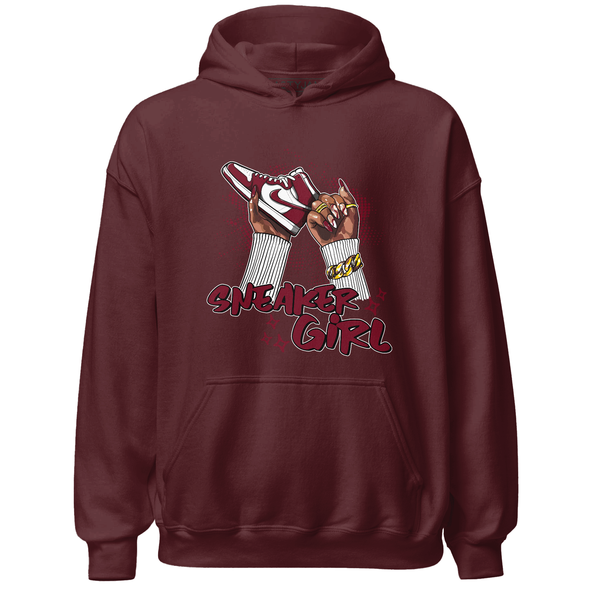 High White Team Red 1s Hoodie Match Sneaker Girl Nail - NastyJamz