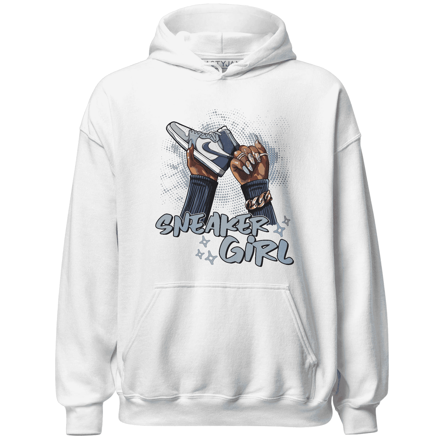 Mid Diffused Blue Grey 1s Hoodie Match Sneaker Girl Nail - NastyJamz