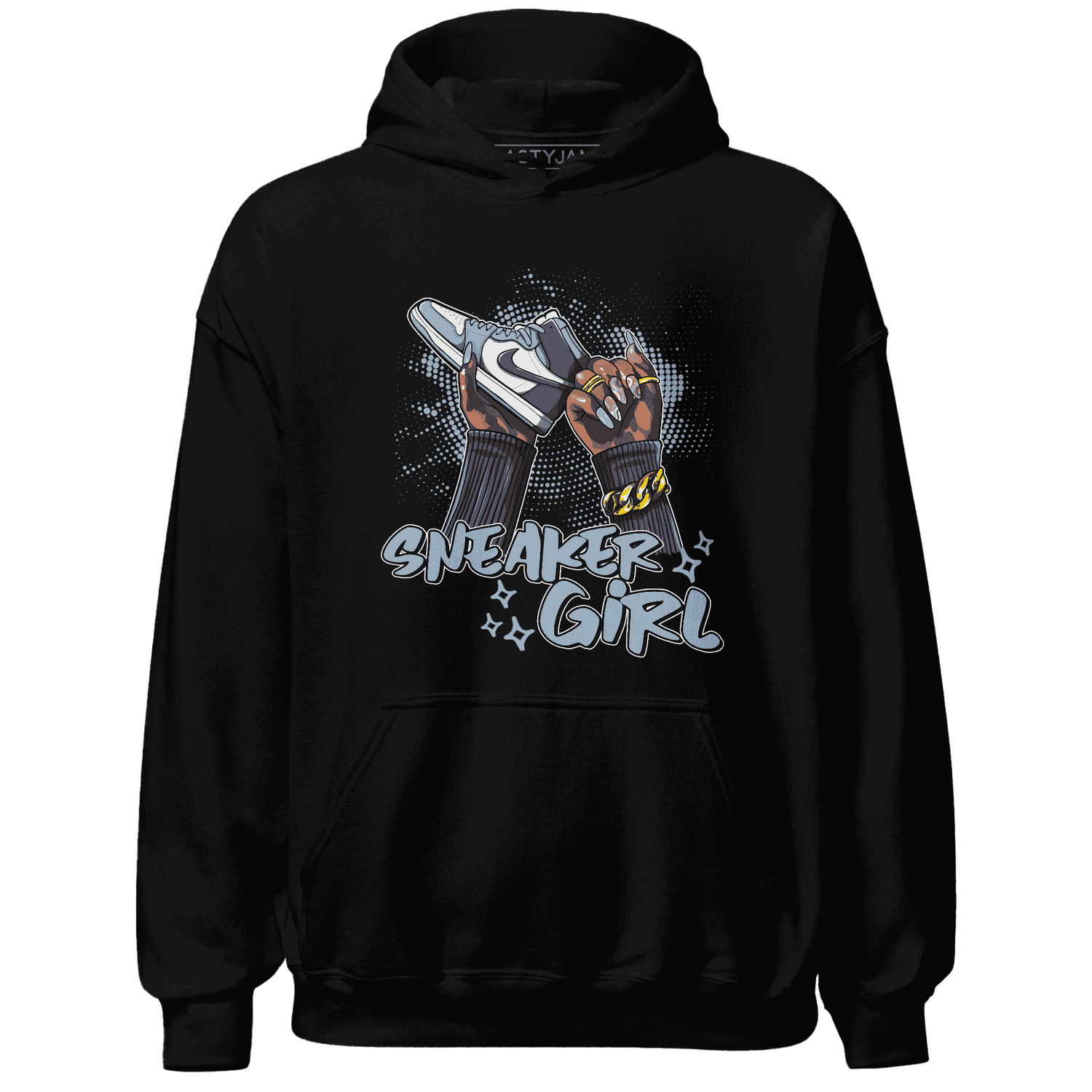 Mid Diffused Blue Grey 1s Hoodie Match Sneaker Girl Nail - NastyJamz