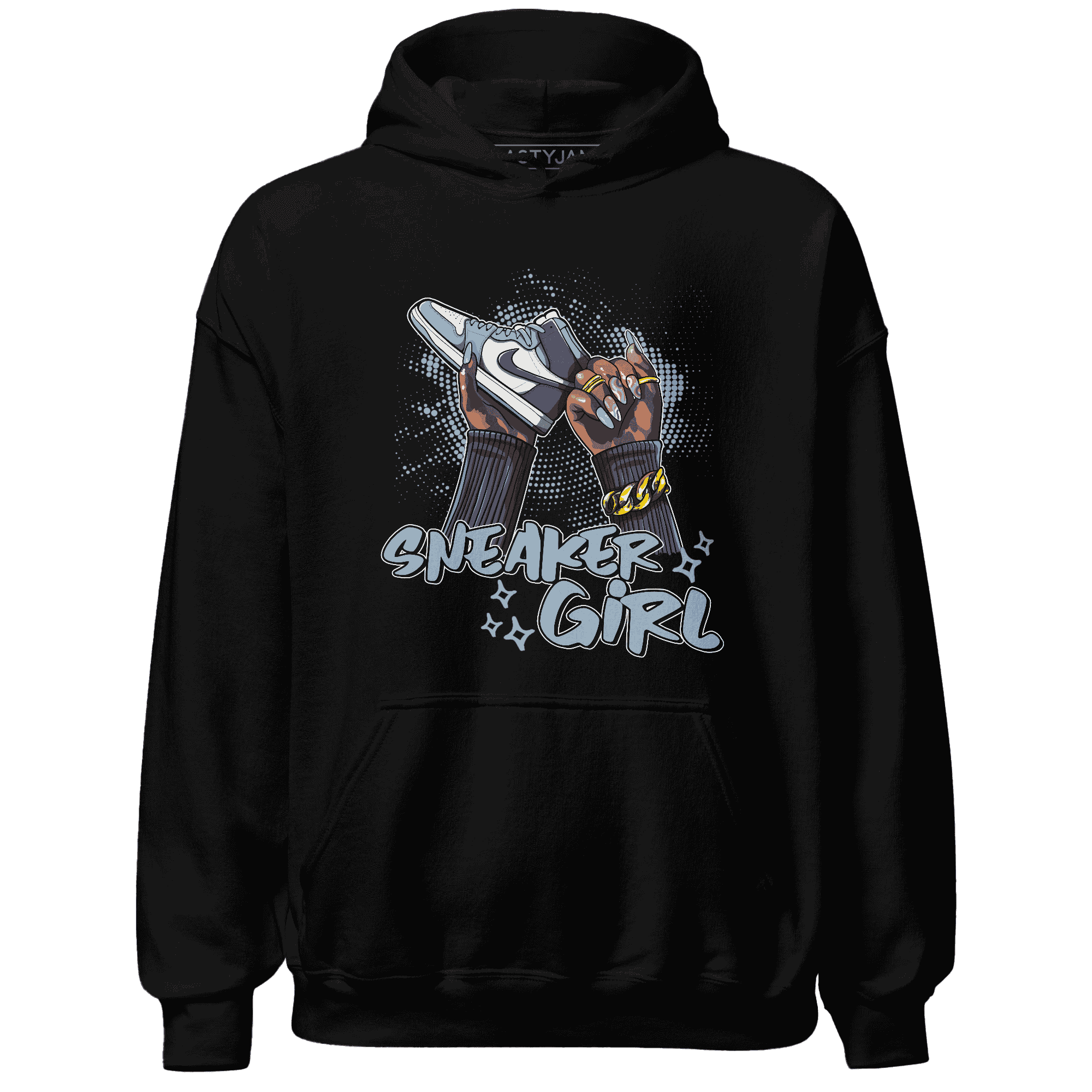 Mid Diffused Blue Grey 1s Hoodie Match Sneaker Girl Nail - NastyJamz