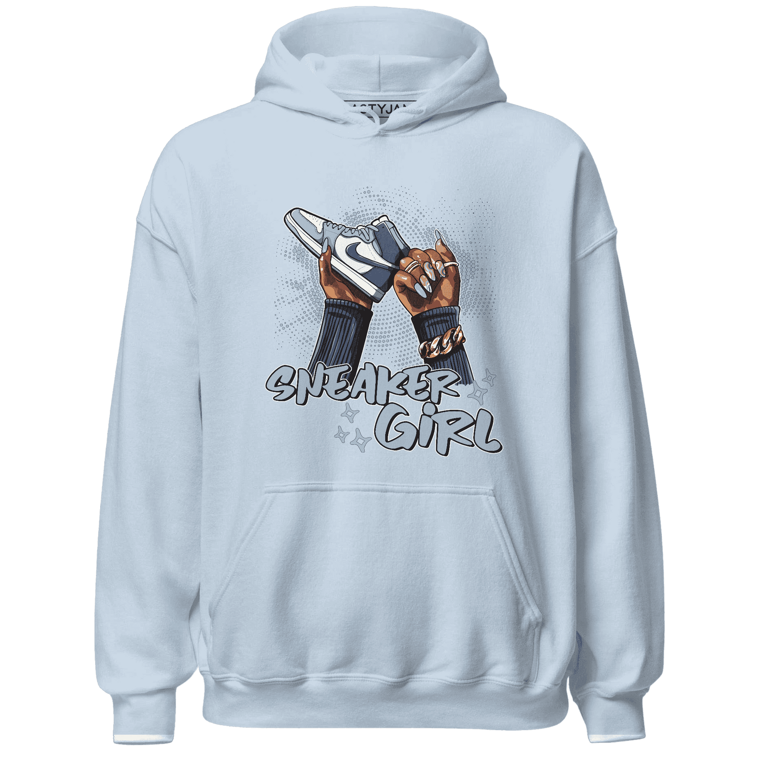 Mid Diffused Blue Grey 1s Hoodie Match Sneaker Girl Nail - NastyJamz