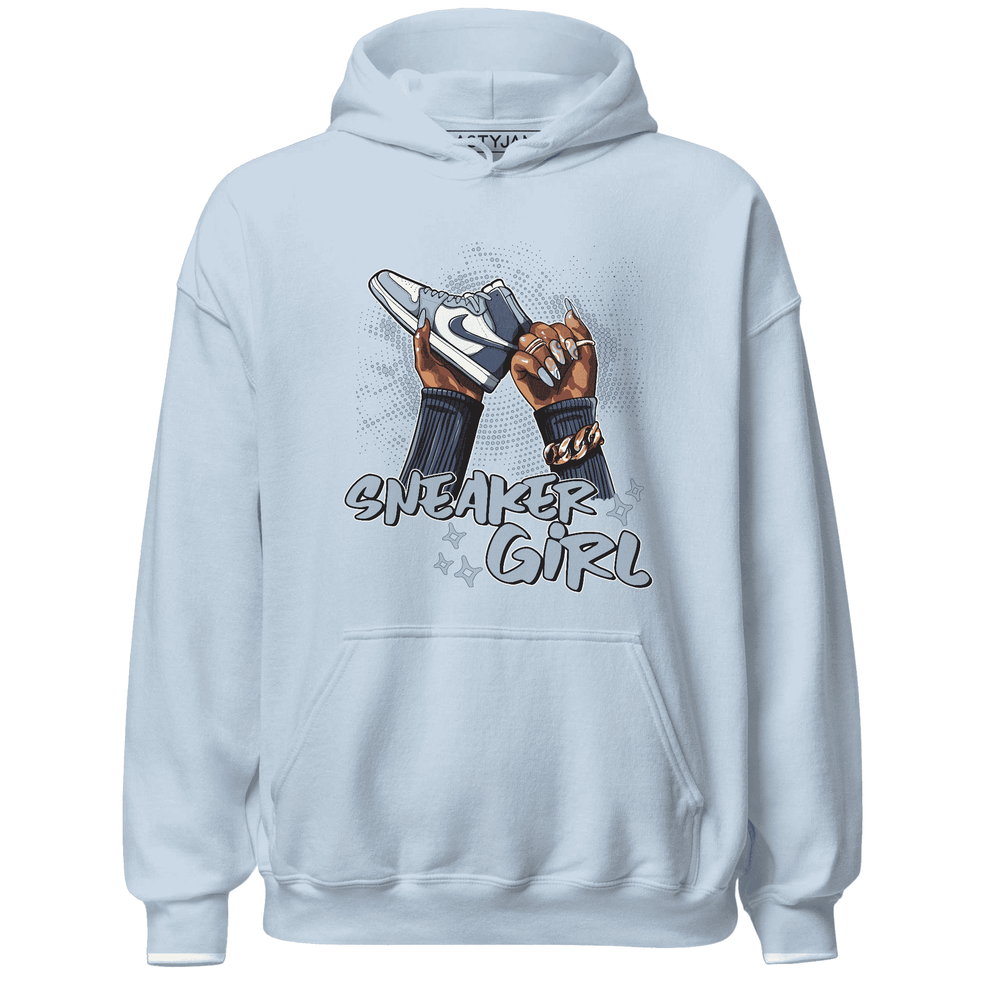 Mid Diffused Blue Grey 1s Hoodie Match Sneaker Girl Nail - NastyJamz