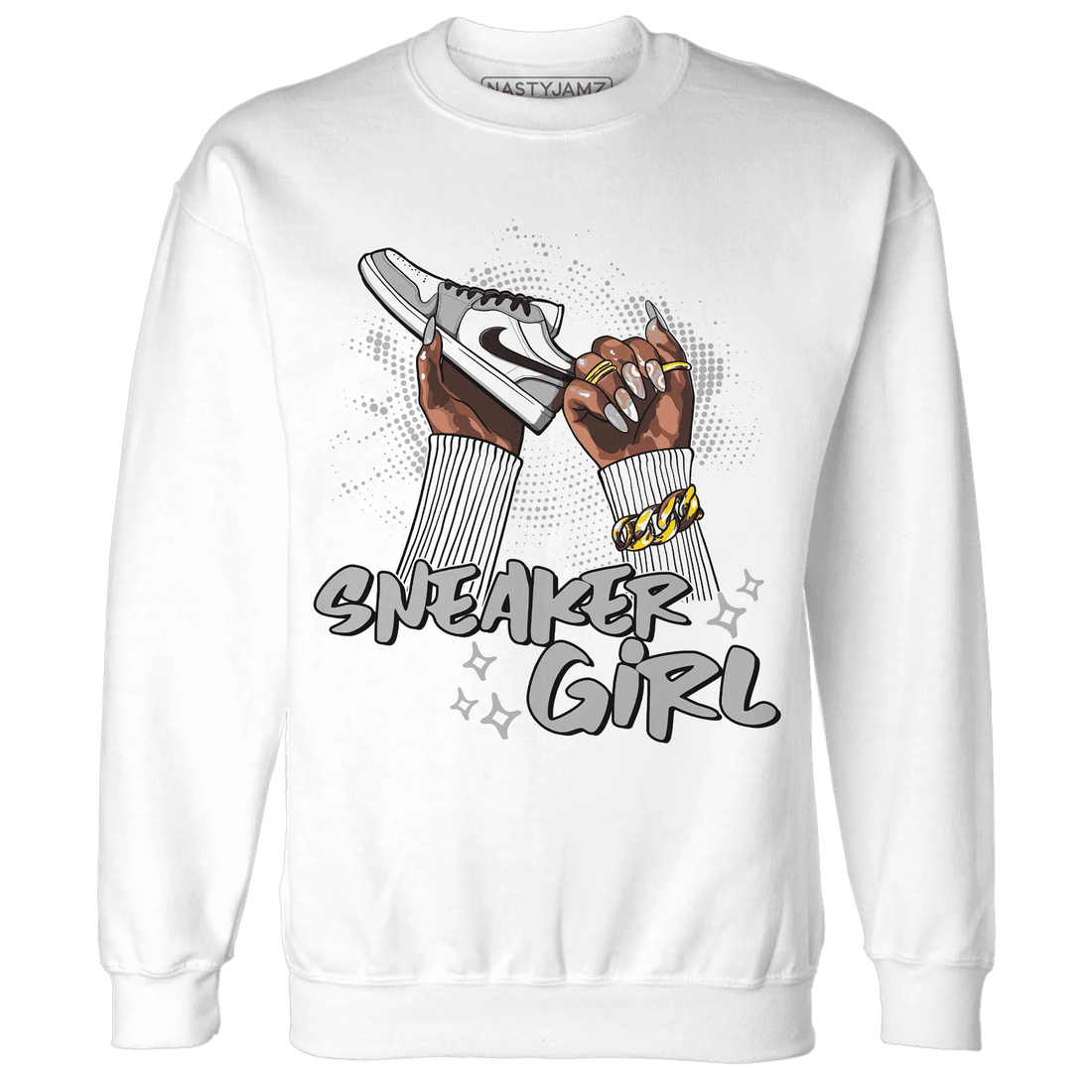 Wolf-Grey-1s-Sweatshirt-Match-Sneaker-Girl-Nail