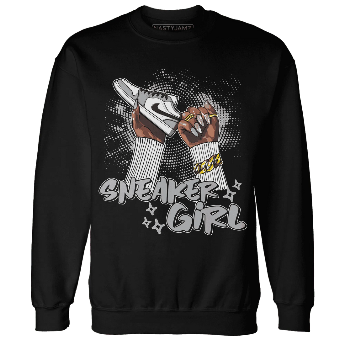 Wolf-Grey-1s-Sweatshirt-Match-Sneaker-Girl-Nail