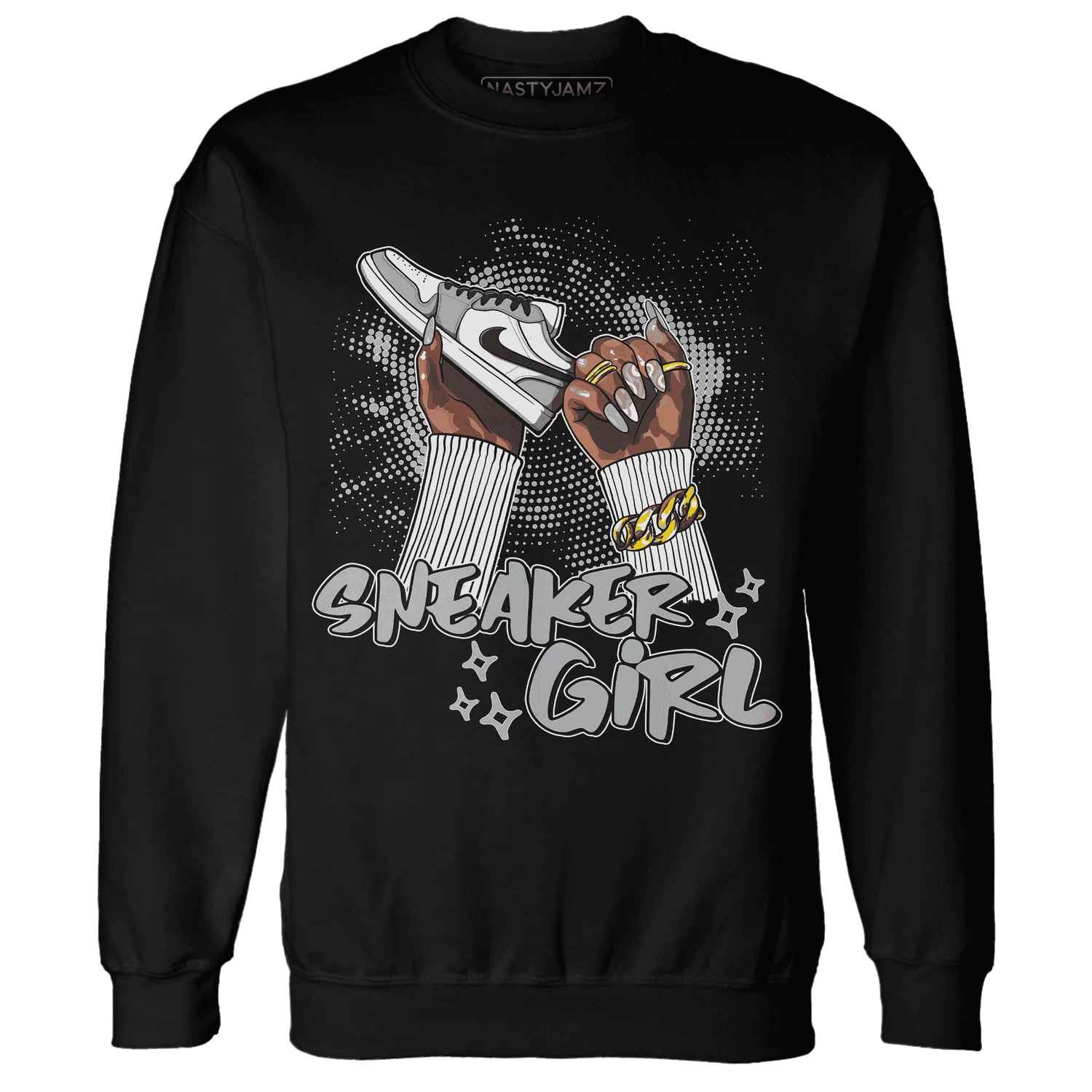 Wolf-Grey-1s-Sweatshirt-Match-Sneaker-Girl-Nail