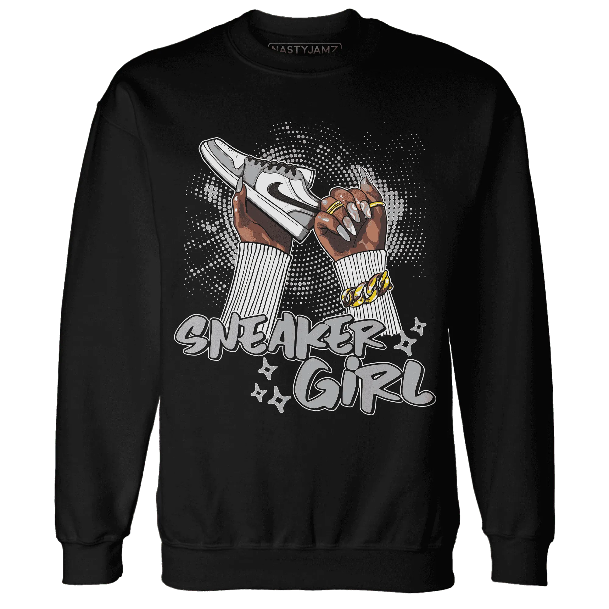 Wolf-Grey-1s-Sweatshirt-Match-Sneaker-Girl-Nail