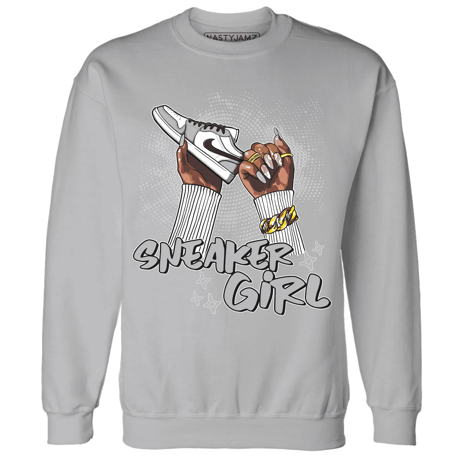 Wolf-Grey-1s-Sweatshirt-Match-Sneaker-Girl-Nail