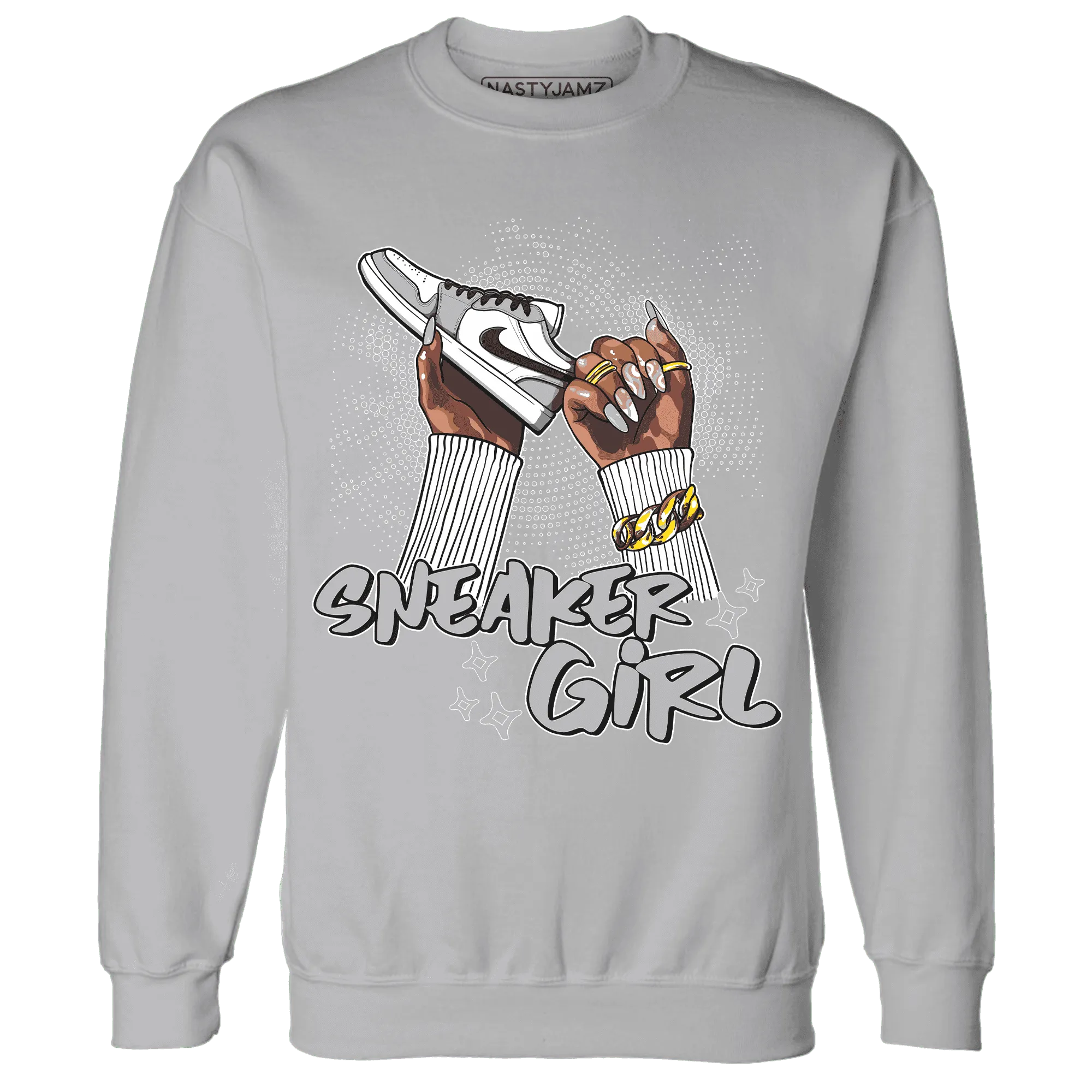 Wolf-Grey-1s-Sweatshirt-Match-Sneaker-Girl-Nail