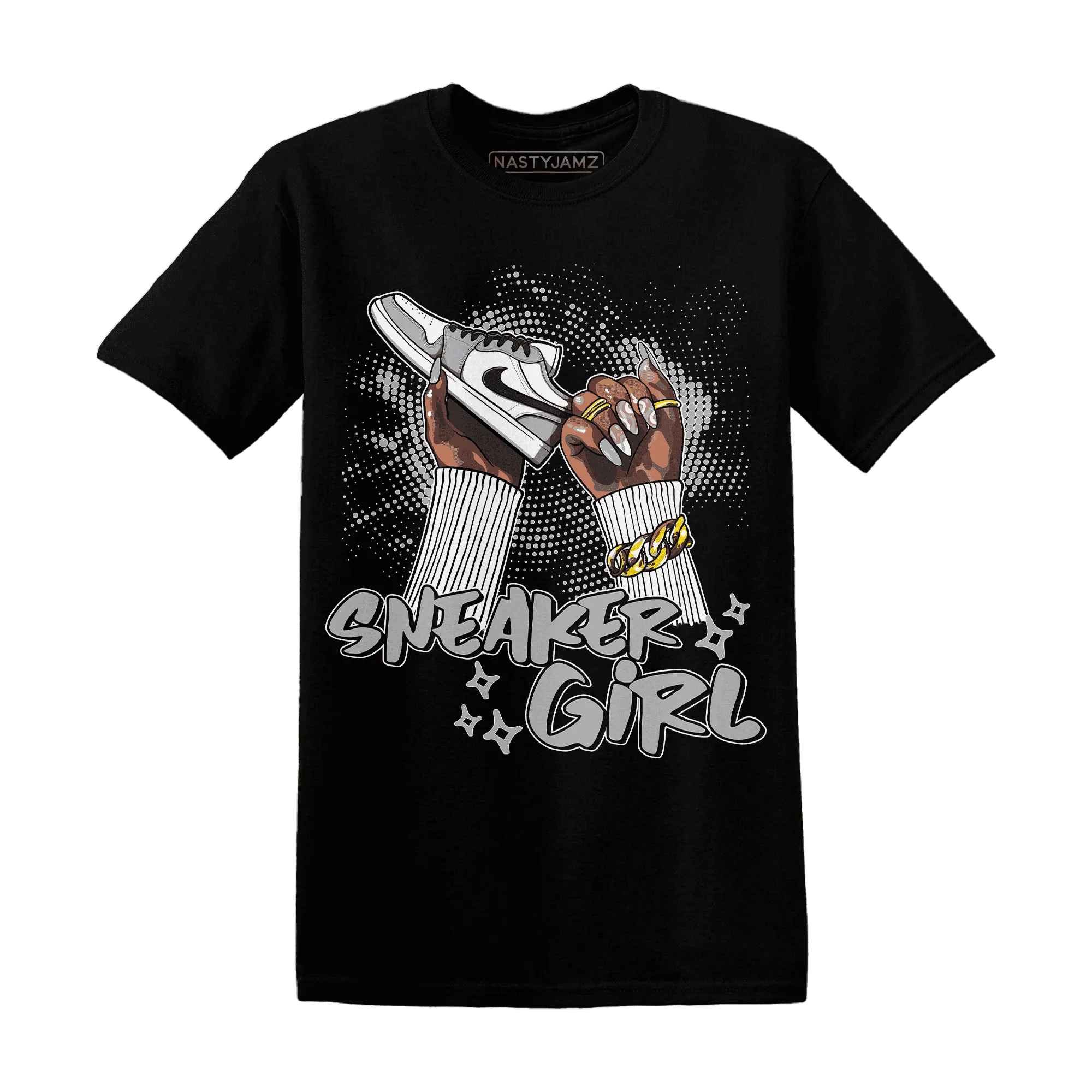 Wolf-Grey-1s-T-Shirt-Match-Sneaker-Girl-Nail