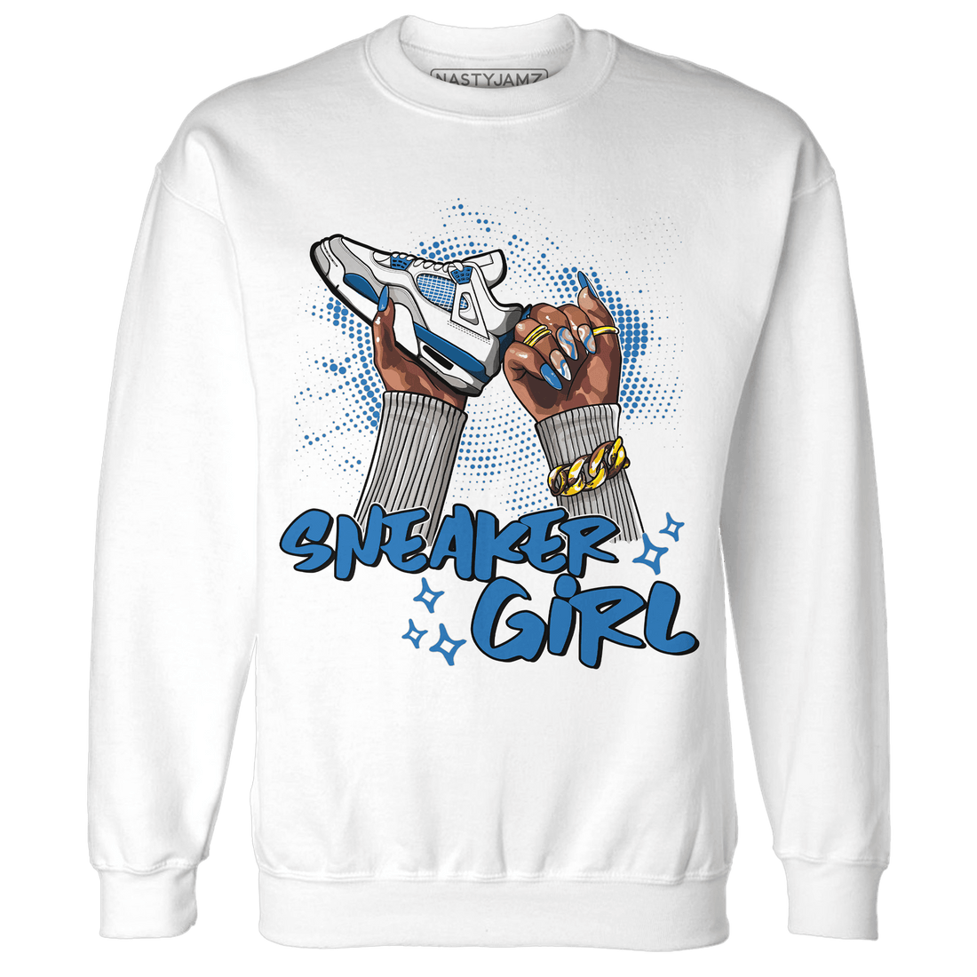 Industrial Blue 4s Sweatshirt Match Sneaker Girl Nail - NastyJamz