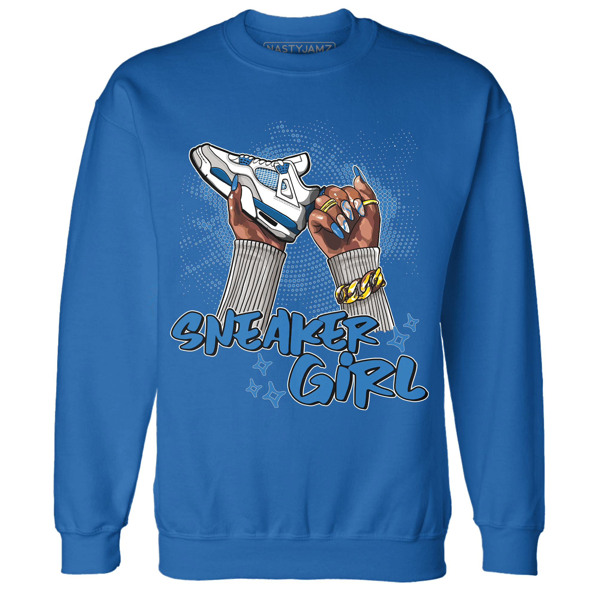 Industrial Blue 4s Sweatshirt Match Sneaker Girl Nail - NastyJamz