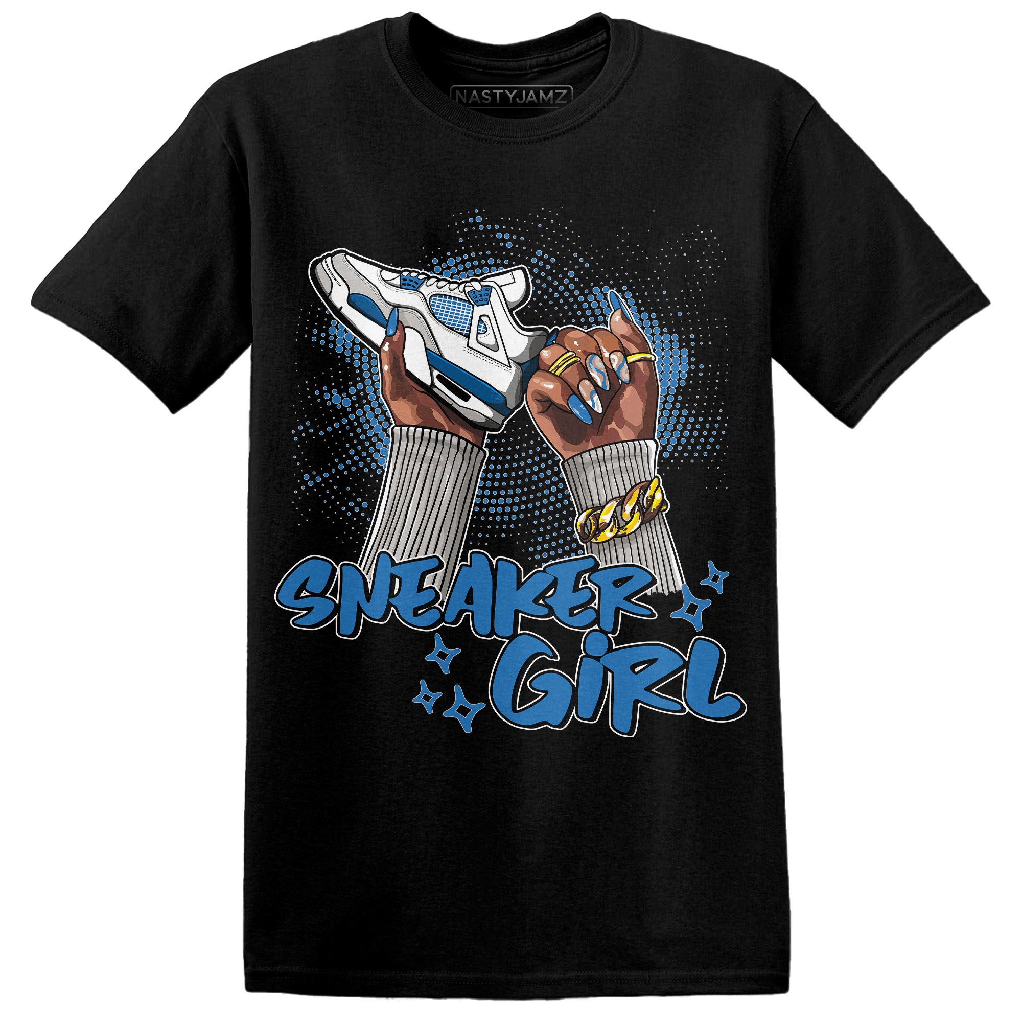 Industrial Blue 4s T Shirt Match Sneaker Girl Nail - NastyJamz