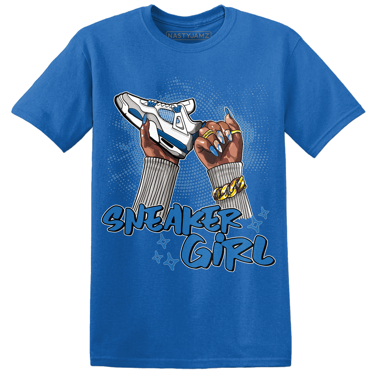 Industrial Blue 4s T Shirt Match Sneaker Girl Nail - NastyJamz