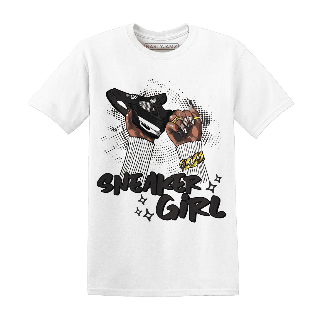 White-Thunder-4s-T-Shirt-Match-Sneaker-Girl-Nail