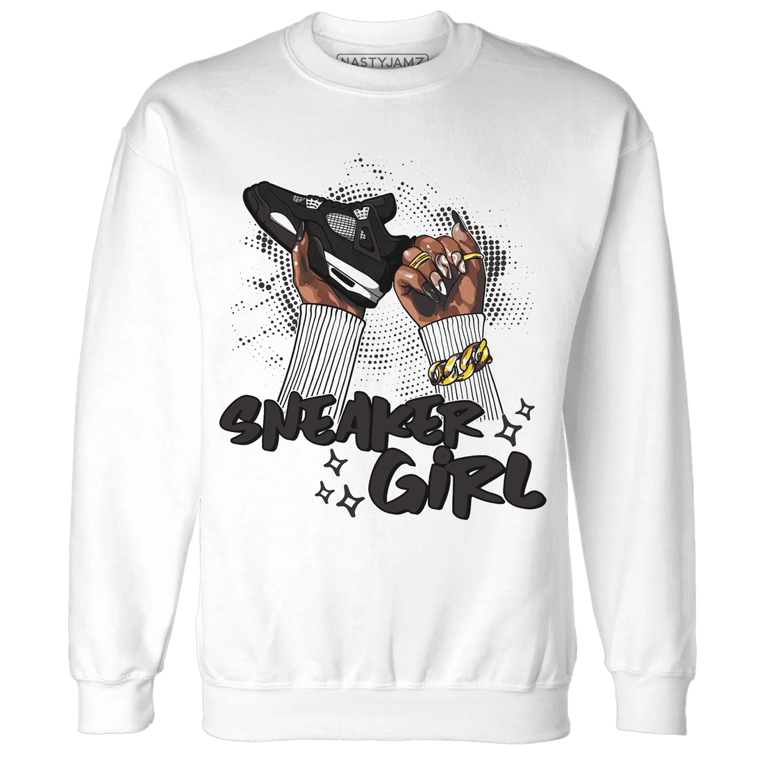 White-Thunder-4s-Sweatshirt-Match-Sneaker-Girl-Nail