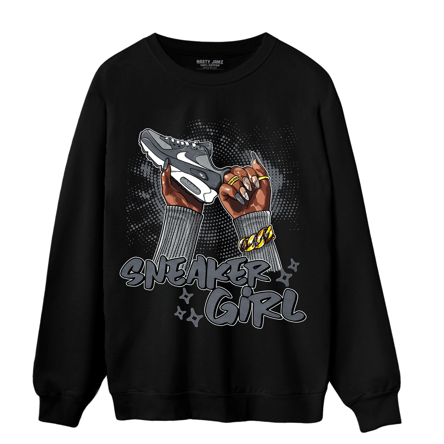 Air Max 90 Iron Grey Sweatshirt Match Sneaker Girl Nail - NastyJamz