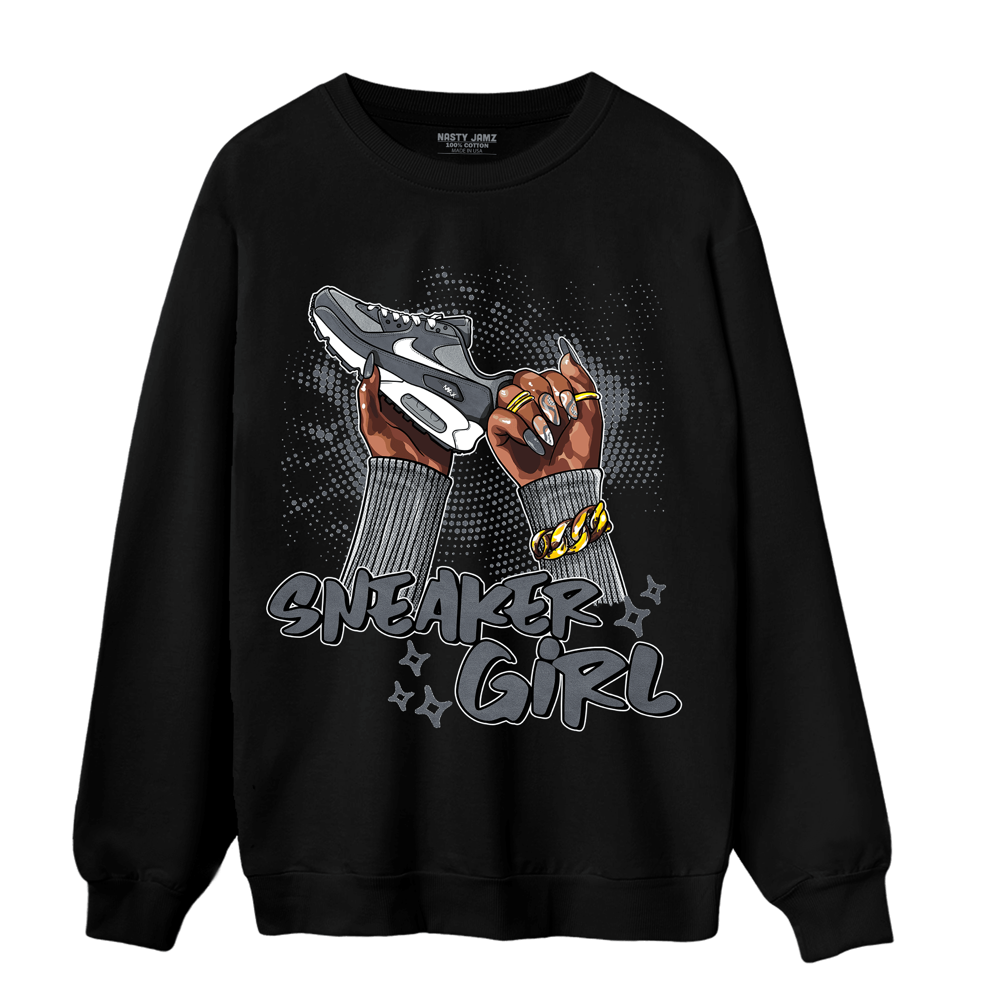 Air Max 90 Iron Grey Sweatshirt Match Sneaker Girl Nail - NastyJamz