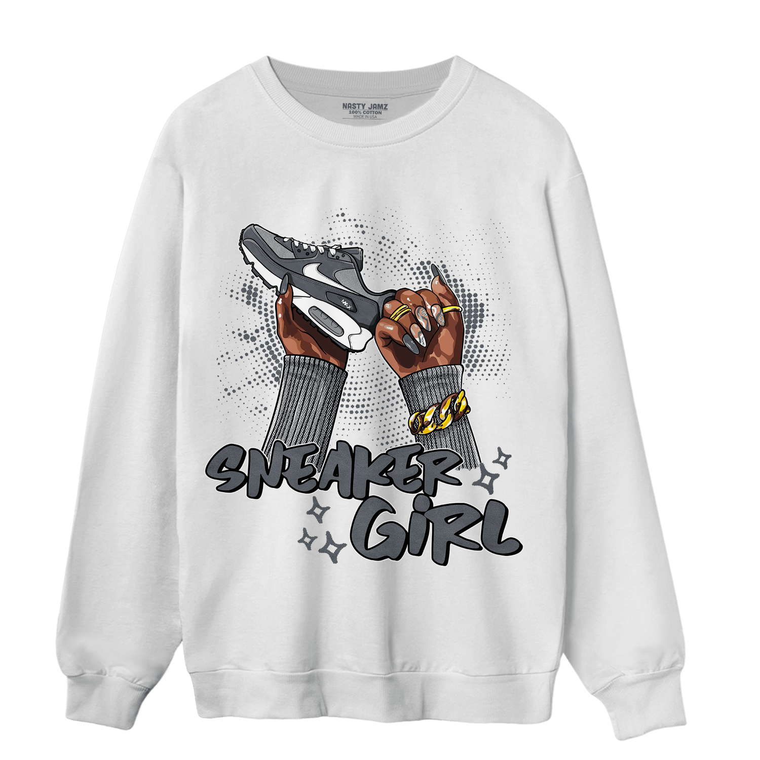 Air Max 90 Iron Grey Sweatshirt Match Sneaker Girl Nail - NastyJamz
