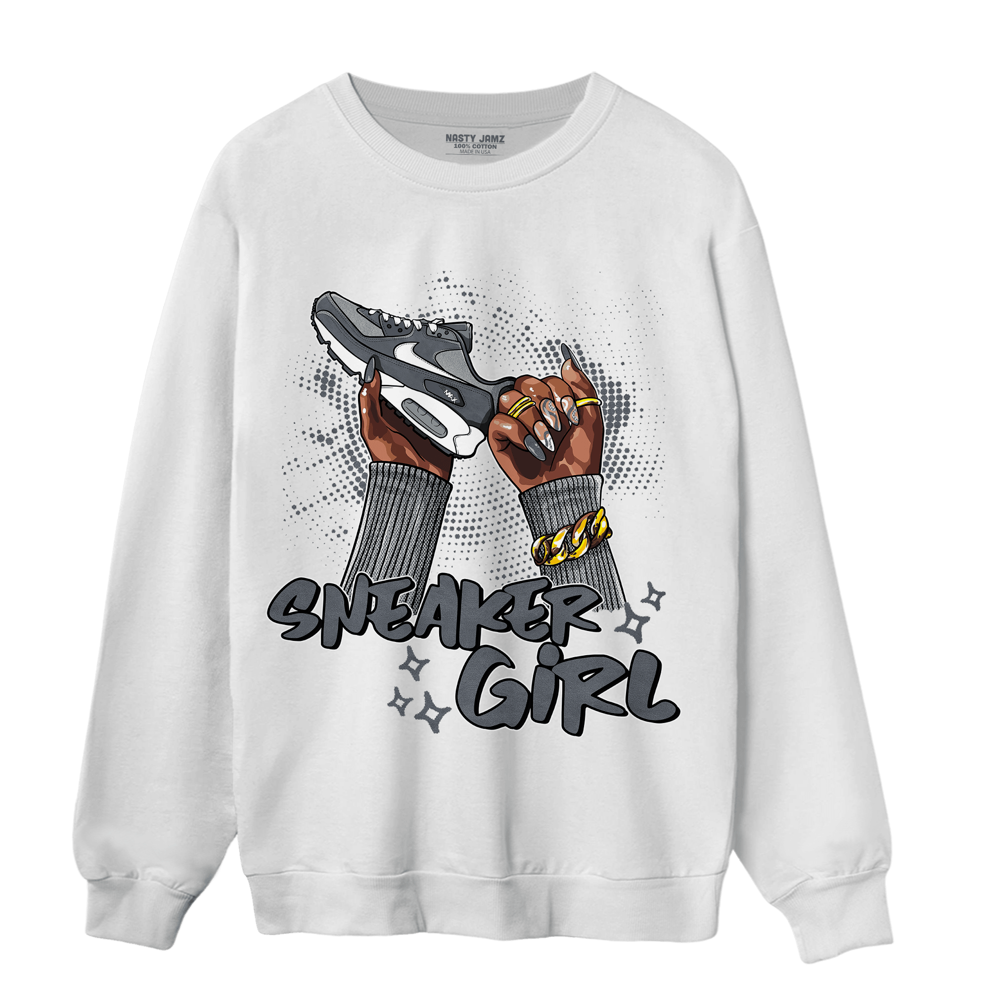 Air Max 90 Iron Grey Sweatshirt Match Sneaker Girl Nail - NastyJamz