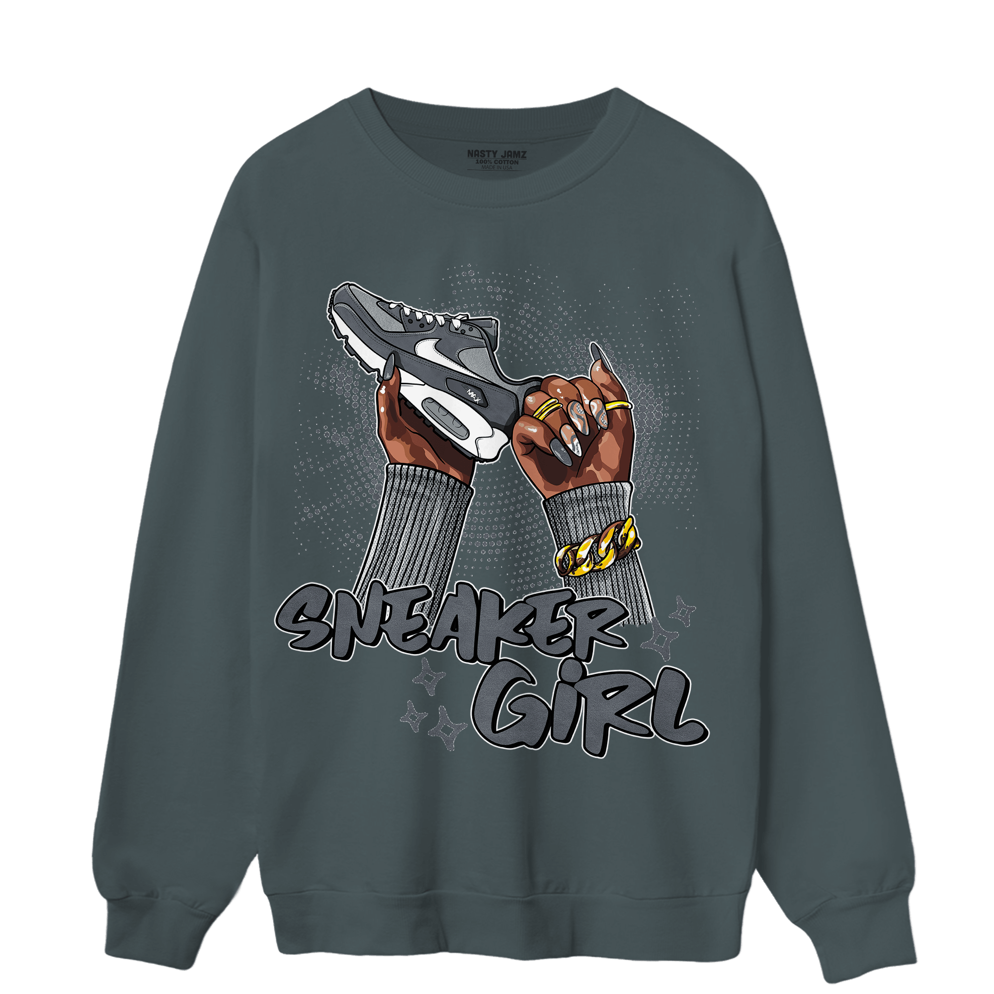 Air Max 90 Iron Grey Sweatshirt Match Sneaker Girl Nail - NastyJamz