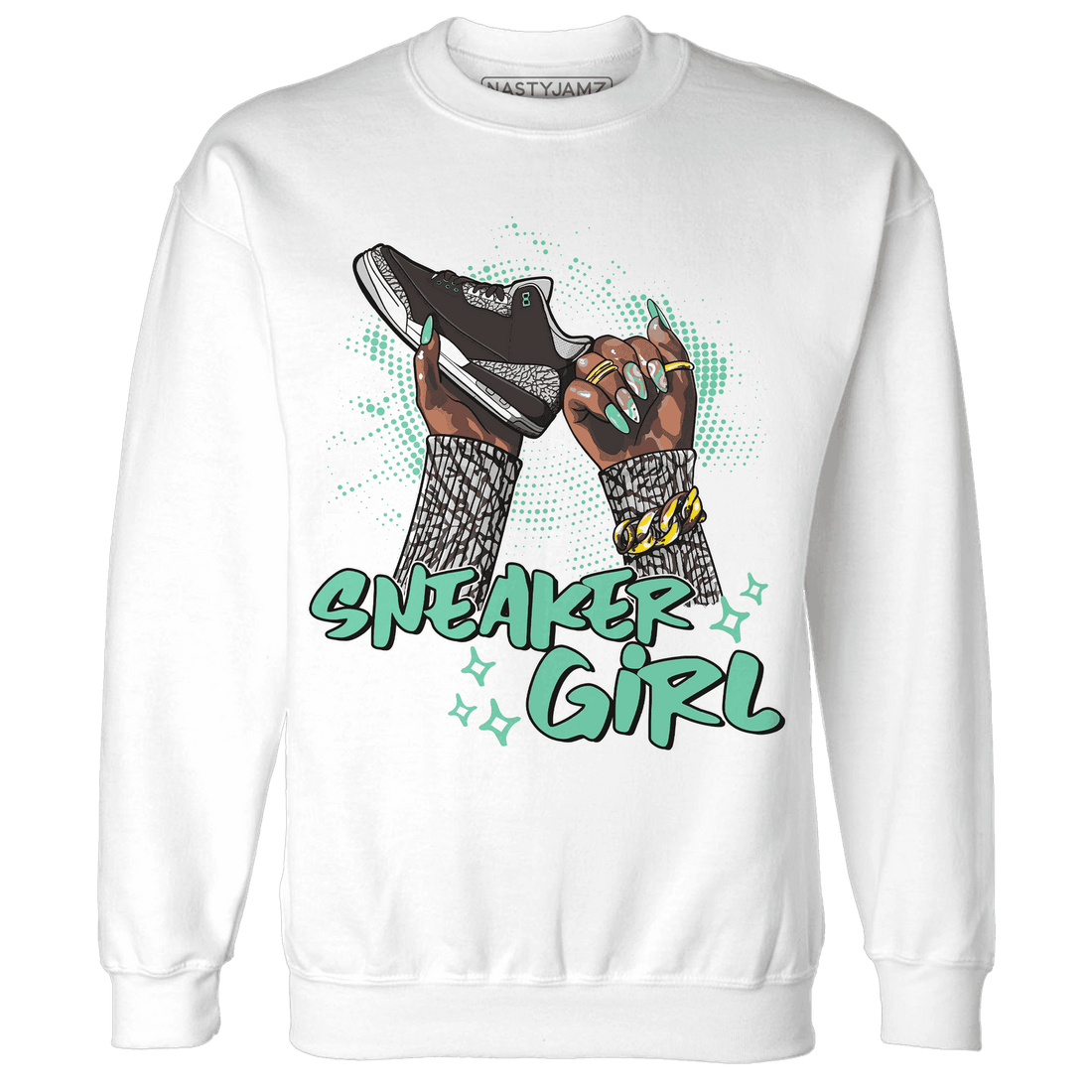 NastyJamz Green Glow 3s Sweatshirt Match Sneaker Girl Nail