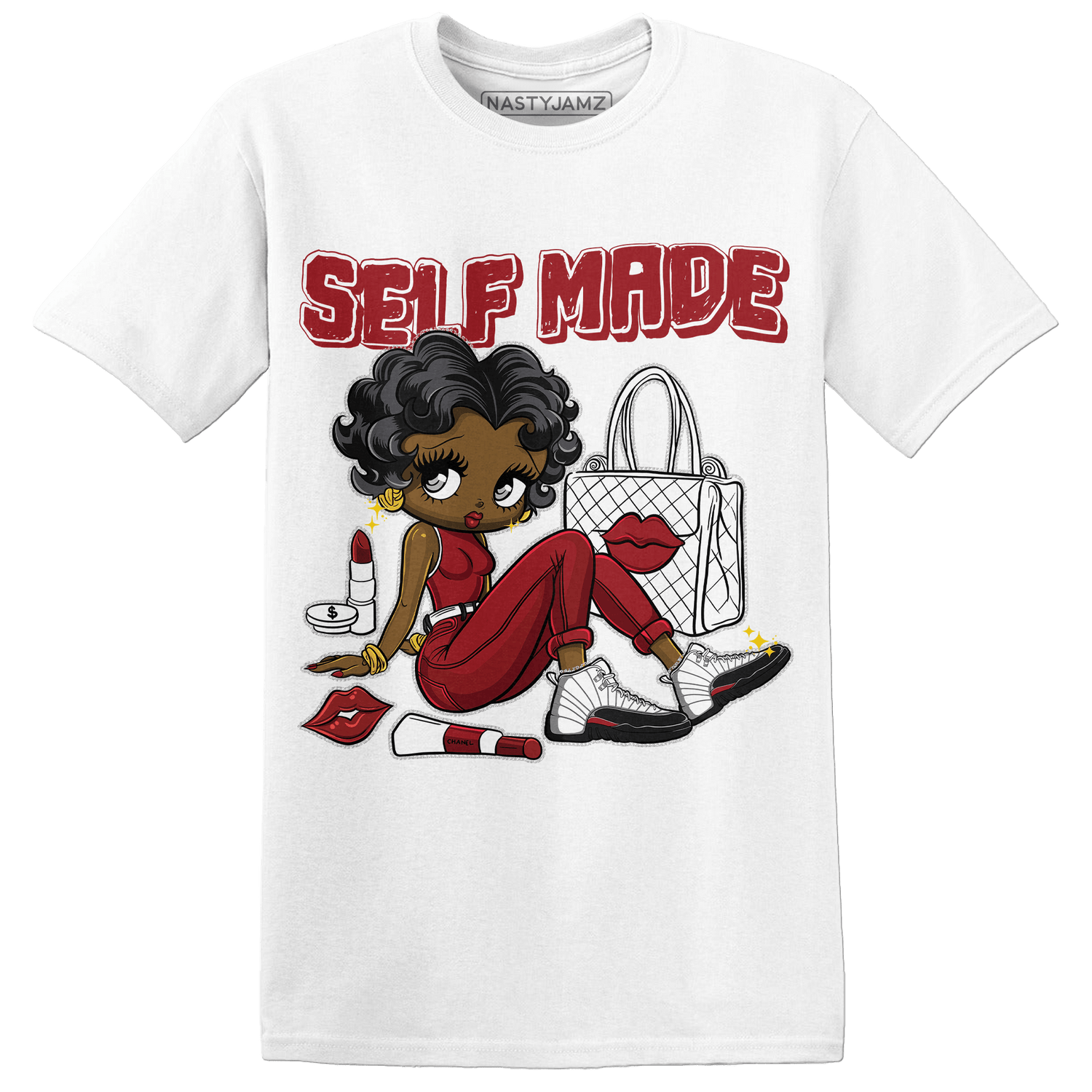 Retro Red Taxi 12s T Shirt Match Sneaker Girl Selfmade - NastyJamz