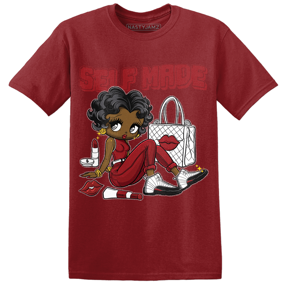 Retro Red Taxi 12s T Shirt Match Sneaker Girl Selfmade - NastyJamz