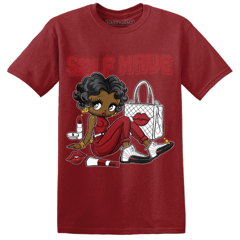 Retro-Red-Taxi-12s-T-Shirt-Match-Sneaker-Girl-Selfmade