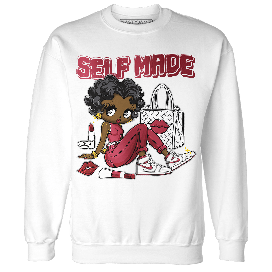High 85 Metallic Burgundy 1s Sweatshirt Match Sneaker Girl Selfmade - NastyJamz