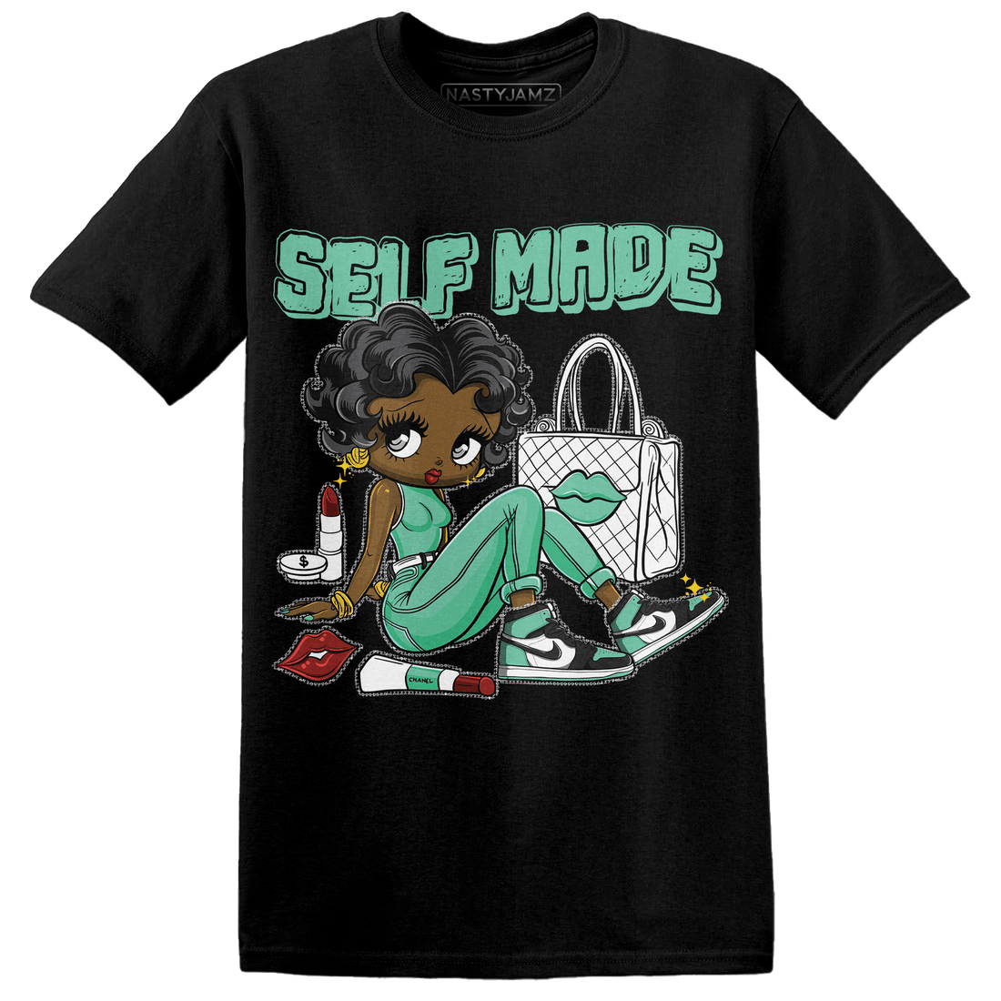 High OG Green Glow 1s T Shirt Match Sneaker Girl Selfmade - NastyJamz