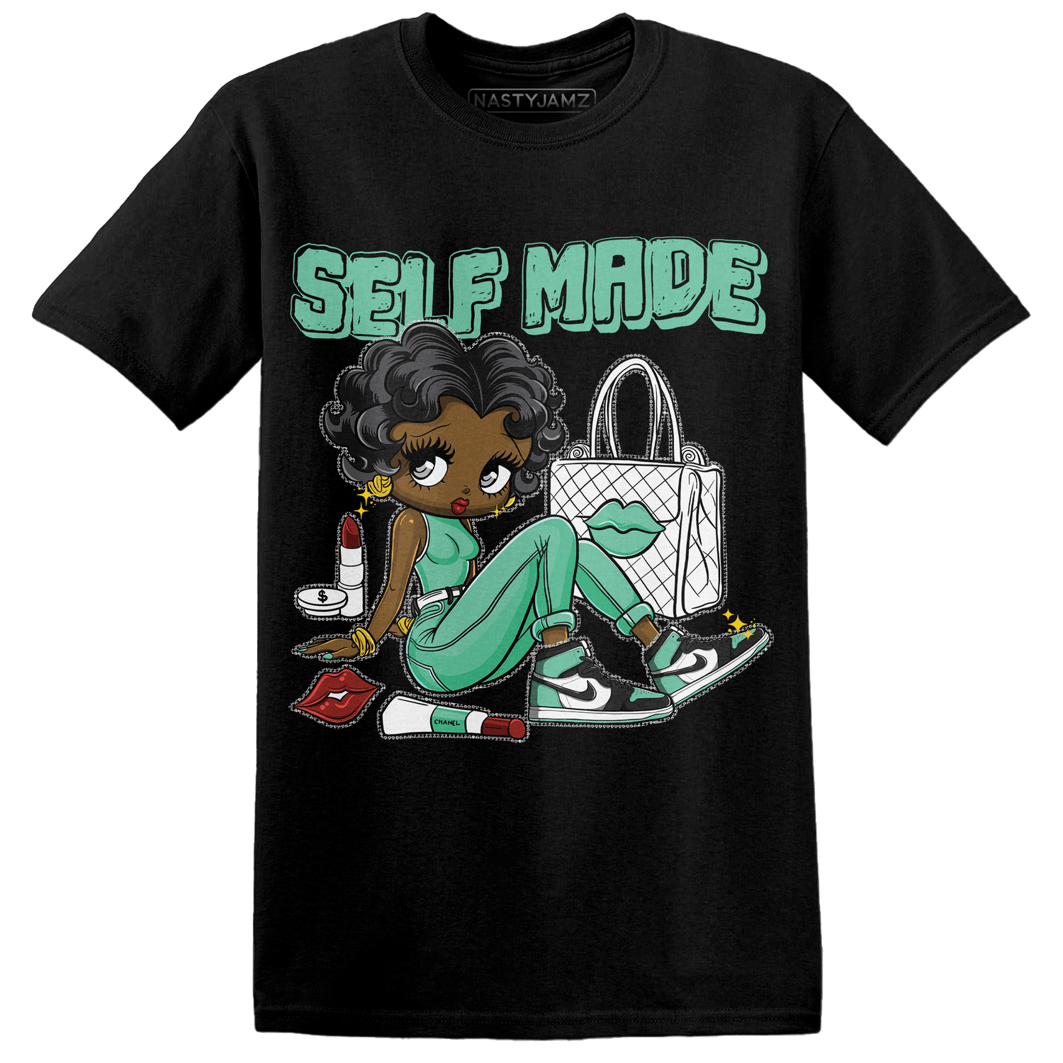 High OG Green Glow 1s T Shirt Match Sneaker Girl Selfmade - NastyJamz