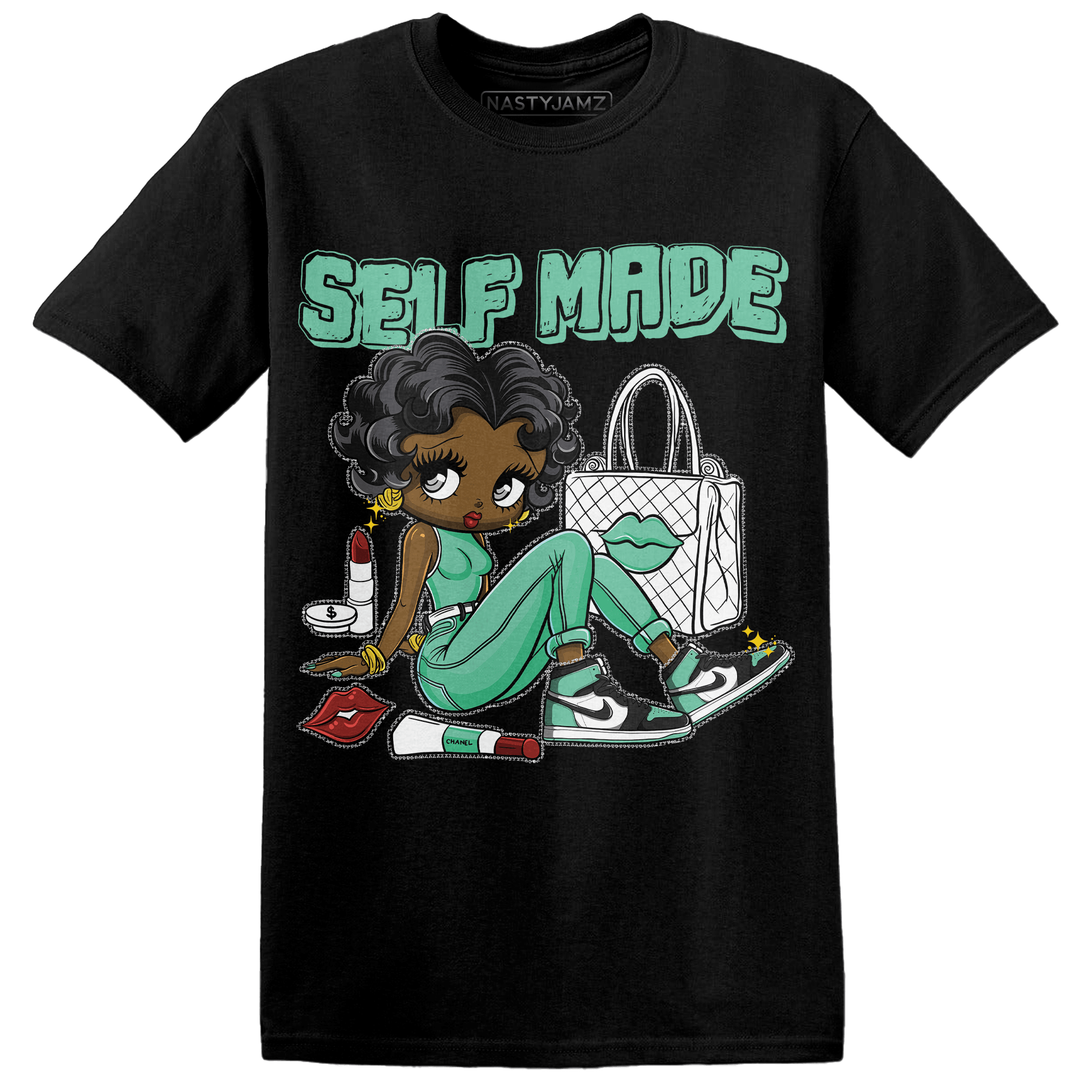 High OG Green Glow 1s T Shirt Match Sneaker Girl Selfmade - NastyJamz