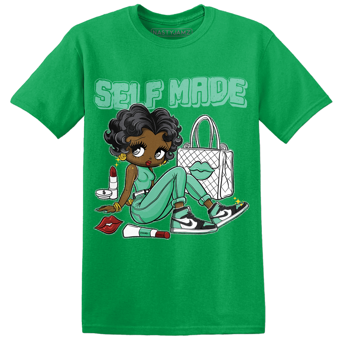 High OG Green Glow 1s T Shirt Match Sneaker Girl Selfmade - NastyJamz