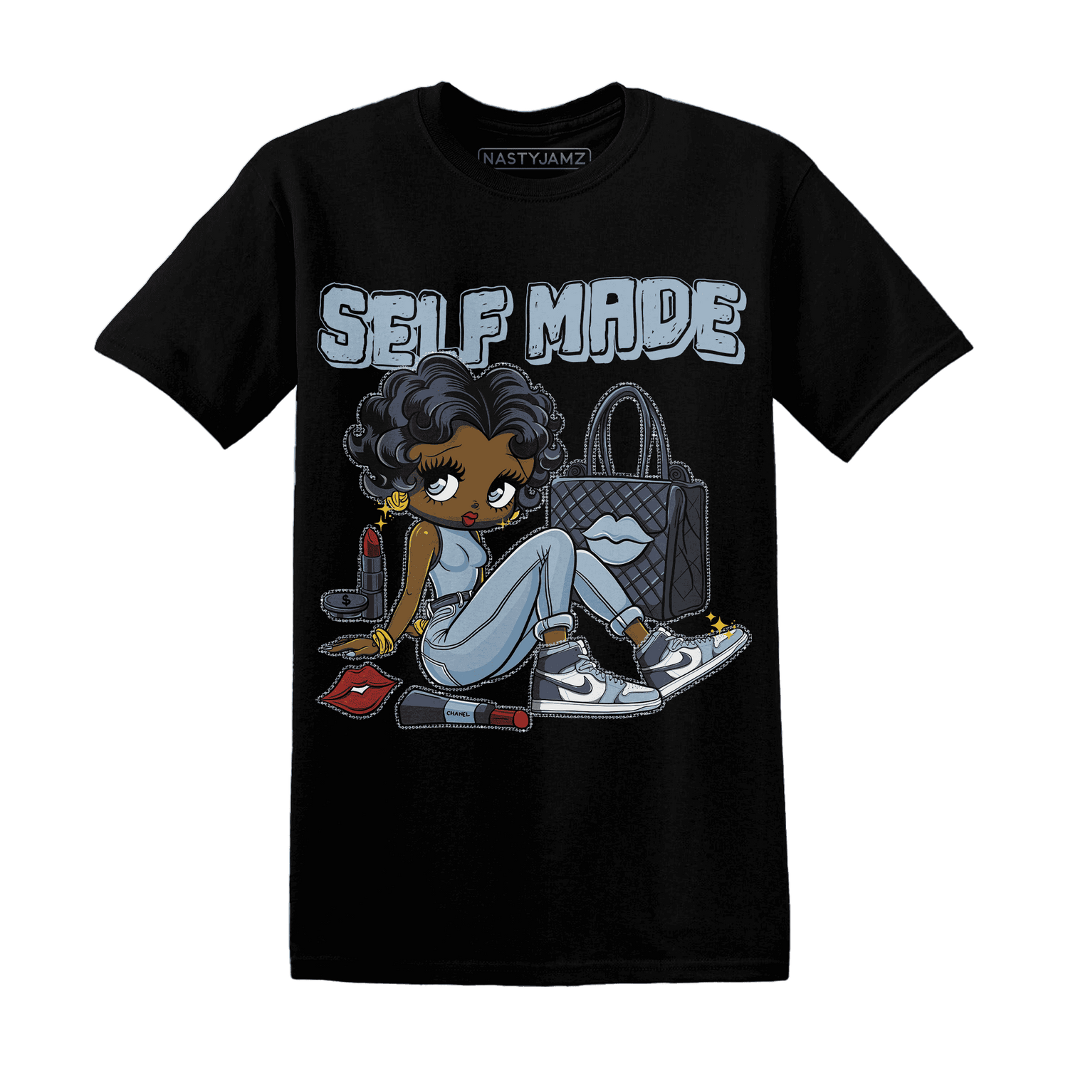 Mid Diffused Blue Grey 1s T Shirt Match Sneaker Girl Selfmade - NastyJamz