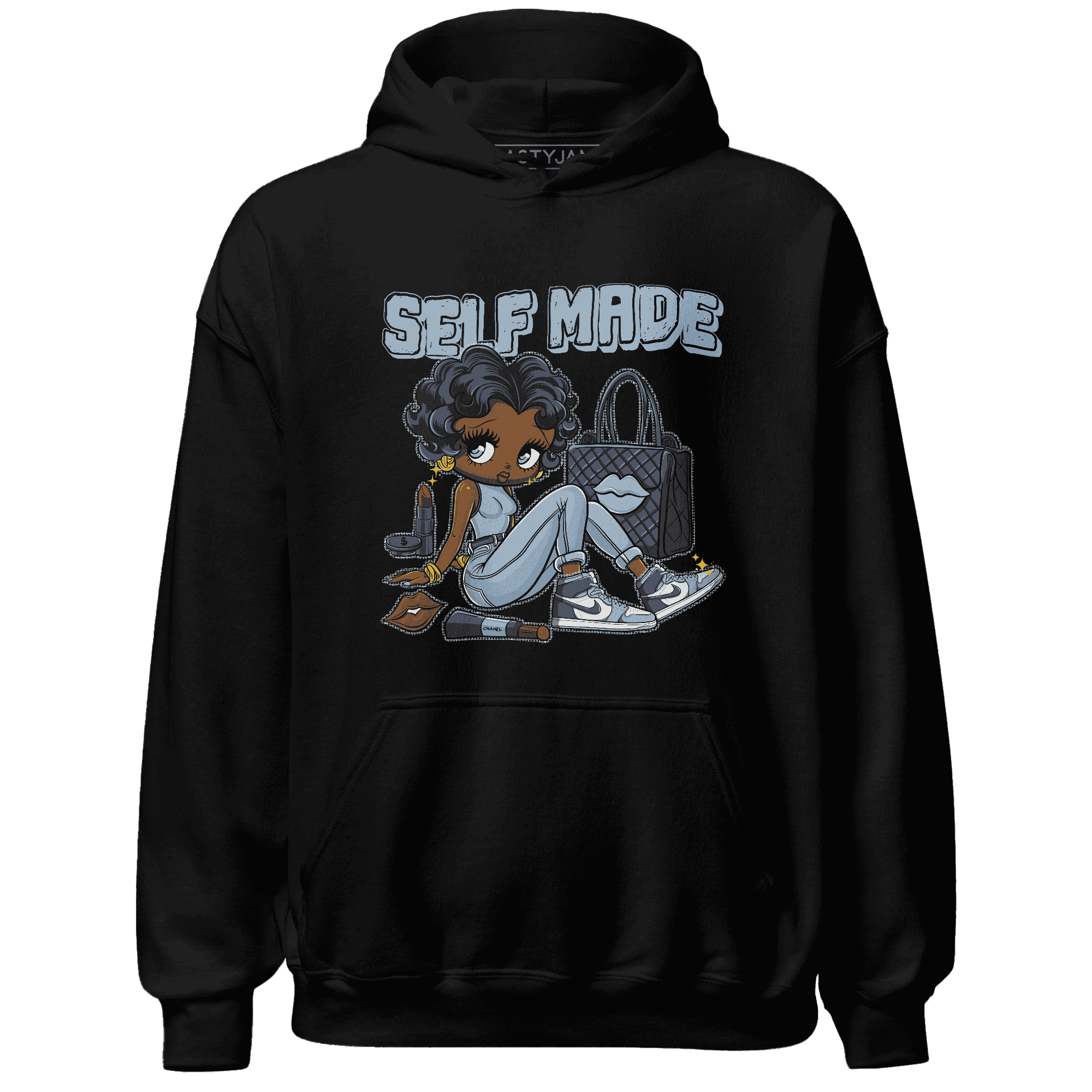 Mid Diffused Blue Grey 1s Hoodie Match Sneaker Girl Selfmade - NastyJamz