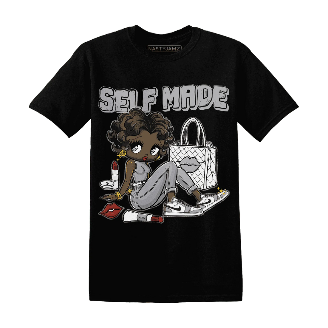 Wolf-Grey-1s-T-Shirt-Match-Sneaker-Girl-Selfmade