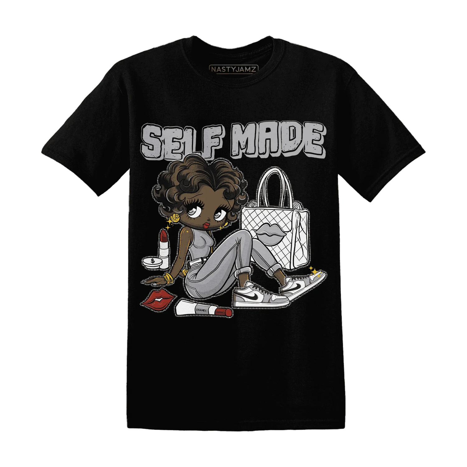 Wolf-Grey-1s-T-Shirt-Match-Sneaker-Girl-Selfmade