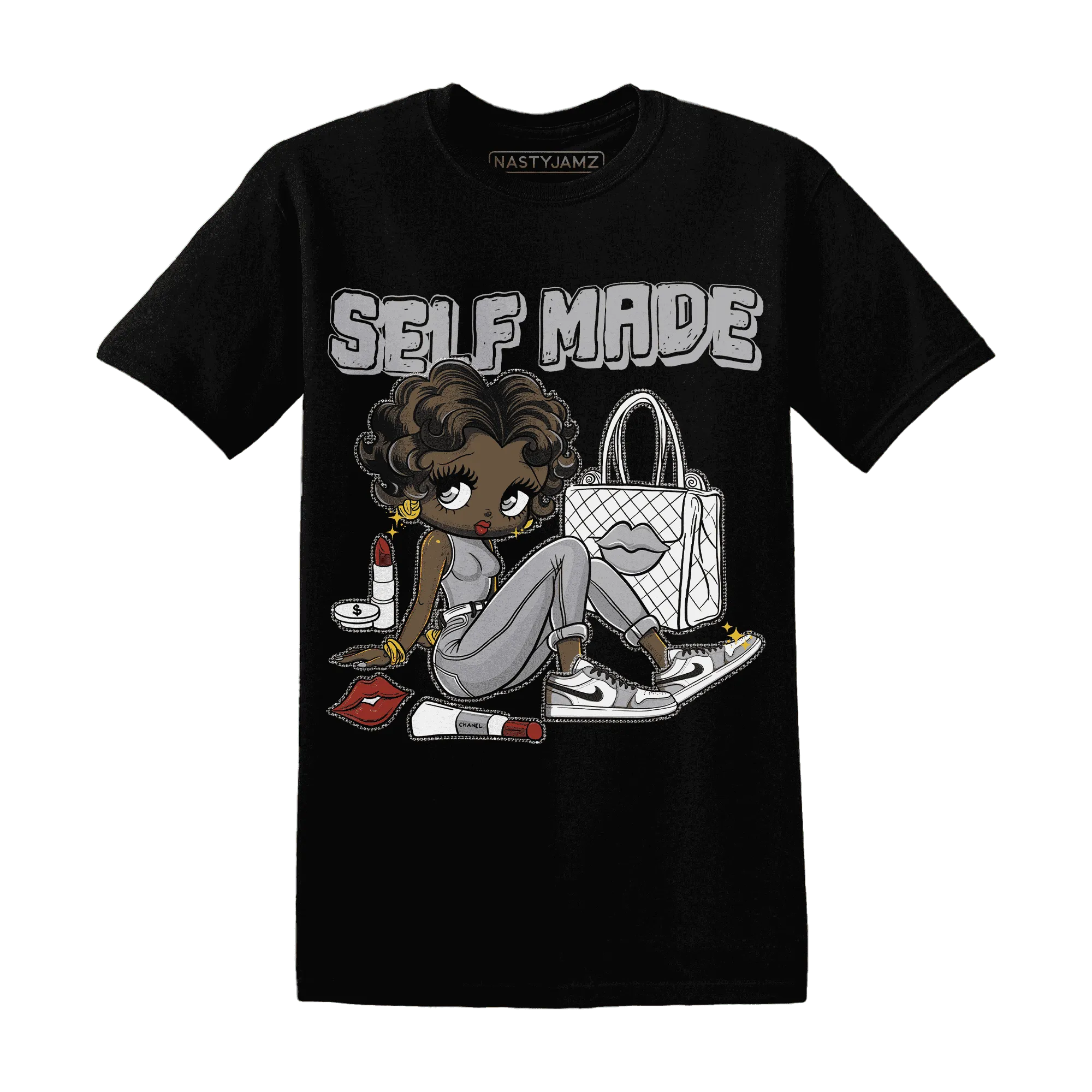 Wolf-Grey-1s-T-Shirt-Match-Sneaker-Girl-Selfmade