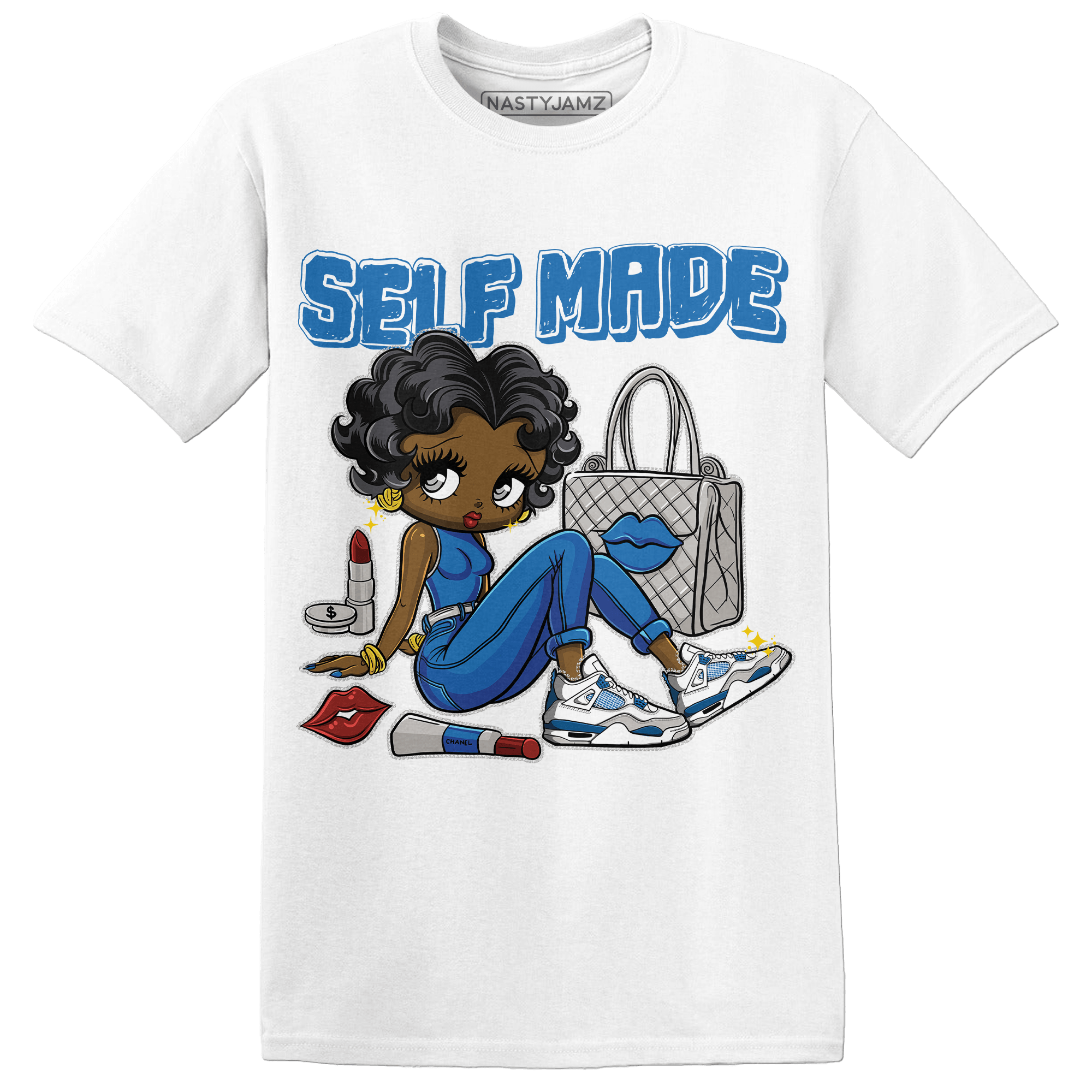 Industrial Blue 4s T Shirt Match Sneaker Girl Selfmade - NastyJamz