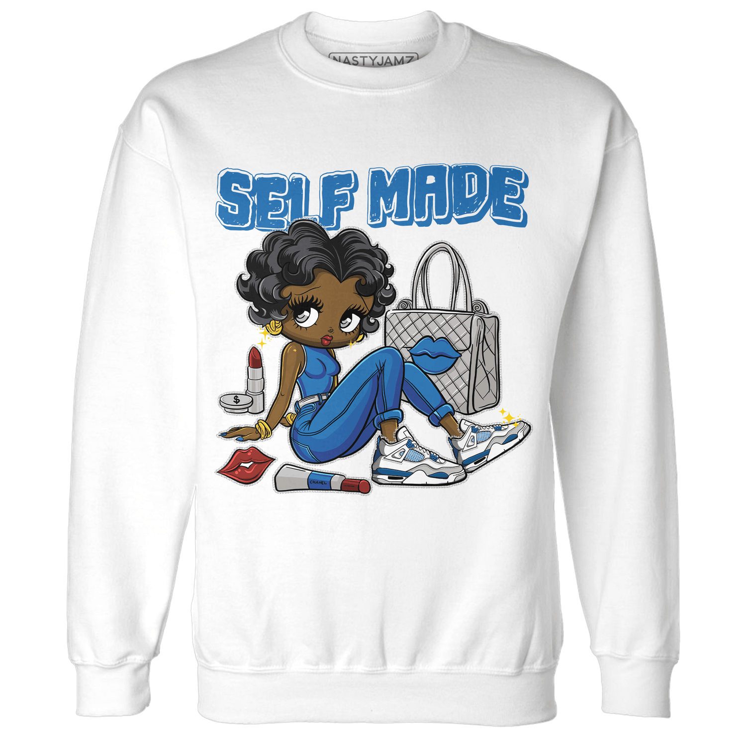 Industrial Blue 4s Sweatshirt Match Sneaker Girl Selfmade - NastyJamz