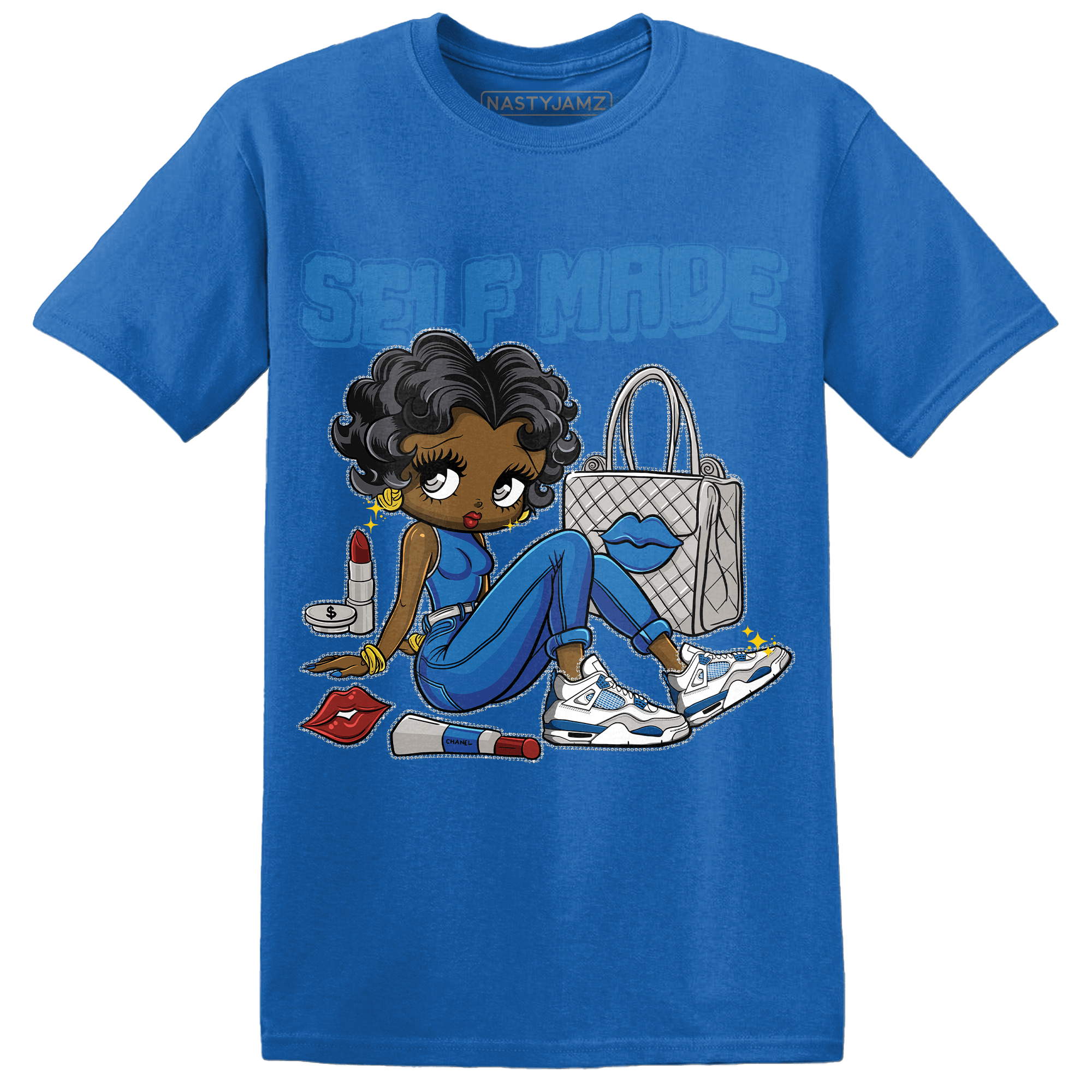 Industrial Blue 4s T Shirt Match Sneaker Girl Selfmade - NastyJamz