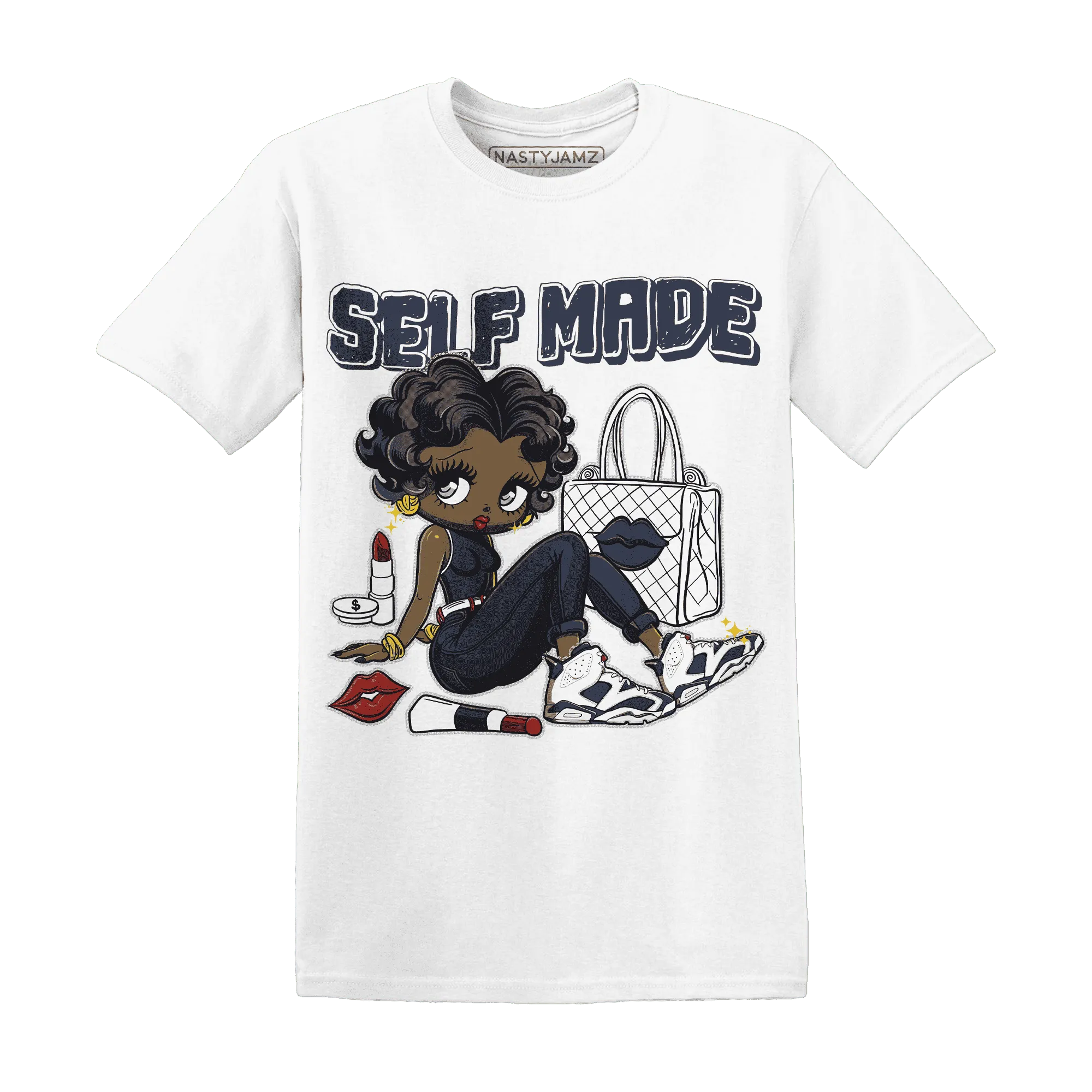 White-Navy-6s-T-Shirt-Match-Sneaker-Girl-Selfmade