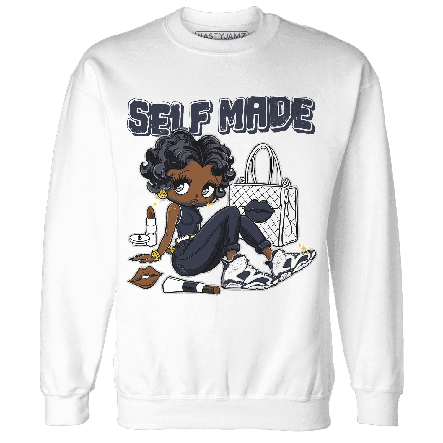 White-Navy-6s-Sweatshirt-Match-Sneaker-Girl-Selfmade